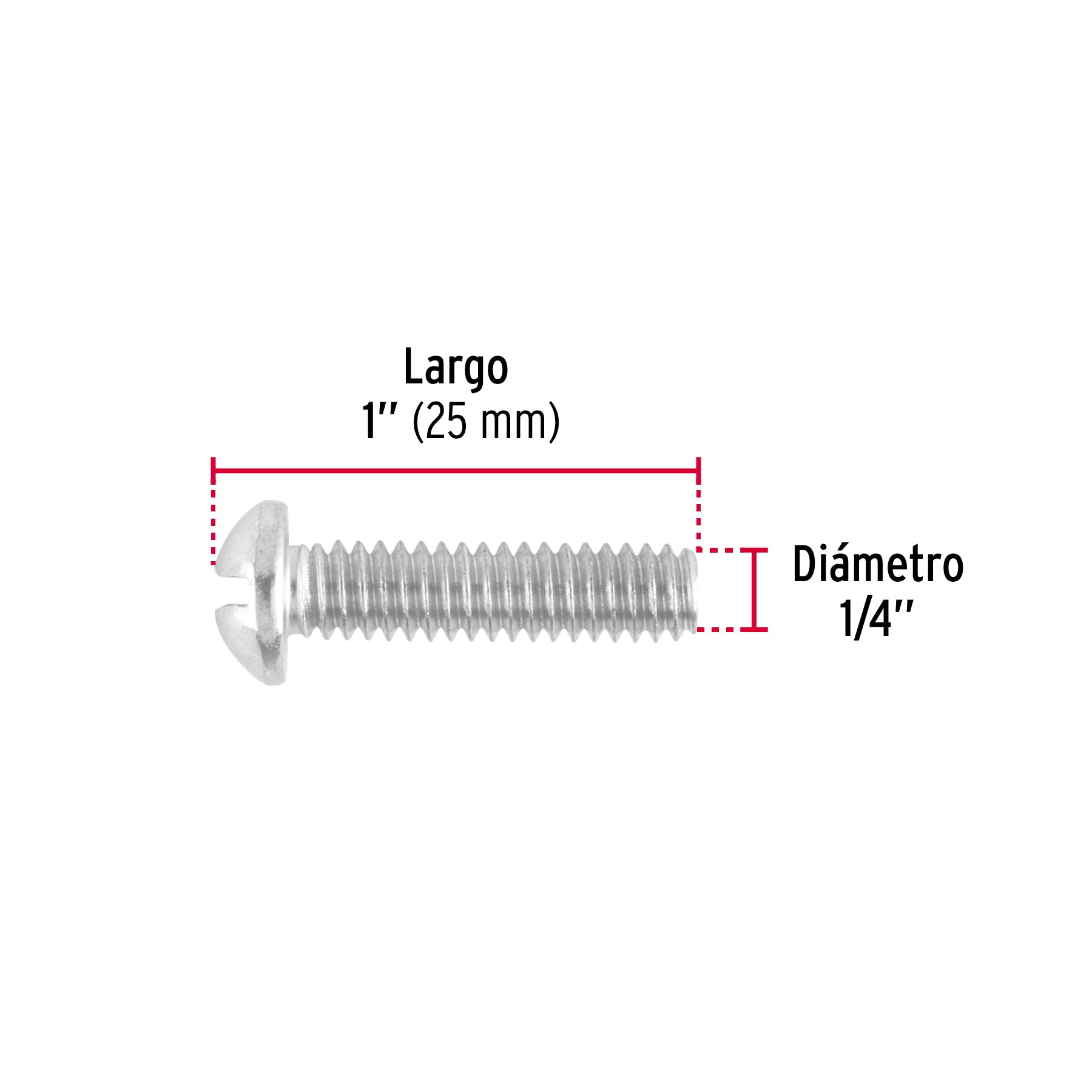 Tornillo acero galvanizado tipo estufa 1/4x1", 100 pzas