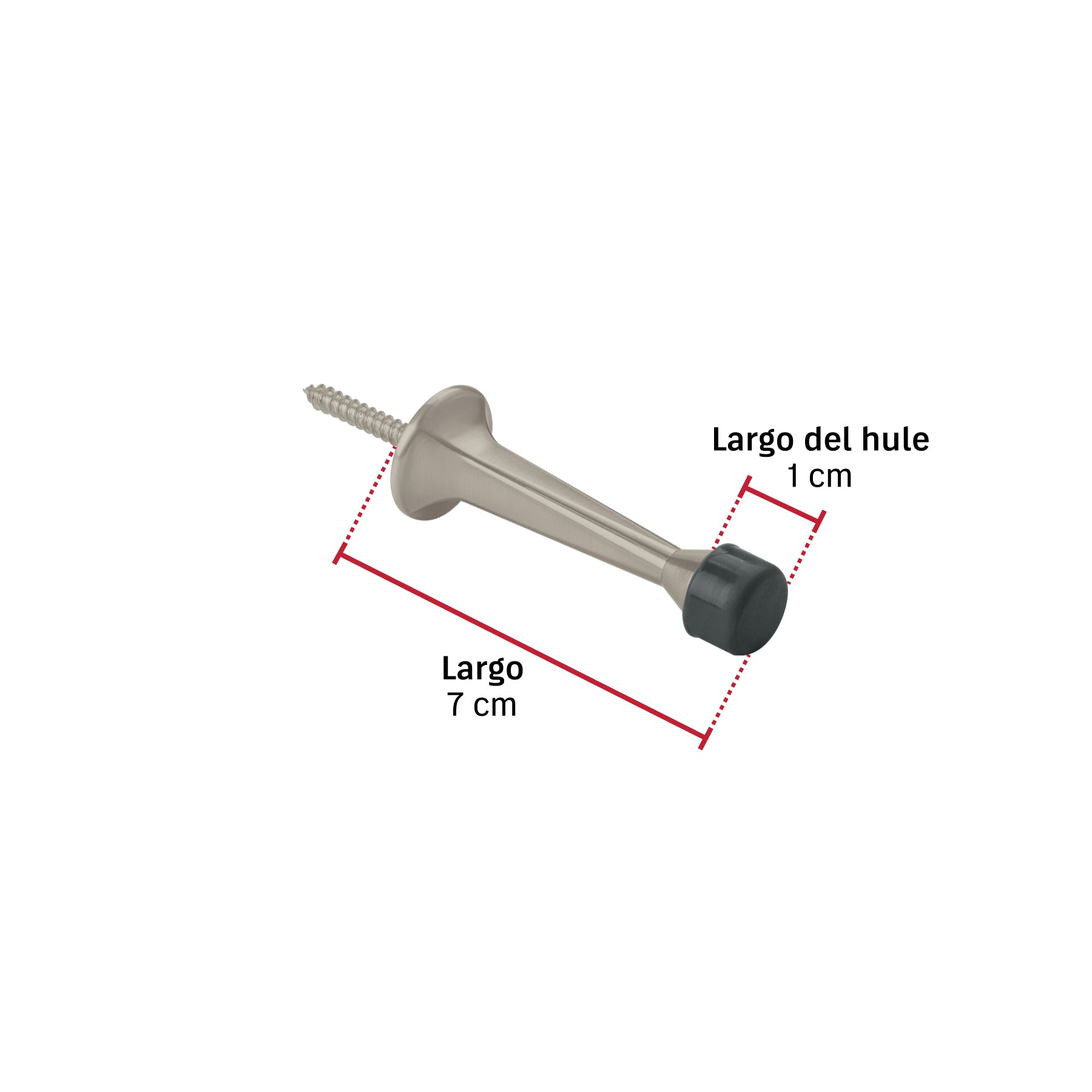 Tope recto para puerta, acabado níquel satín, HERMEX
