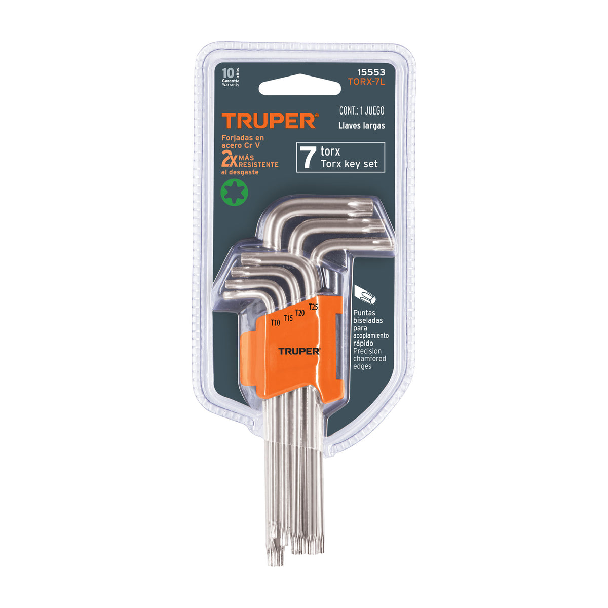 Juego de llaves Torx, 7 piezas, largas