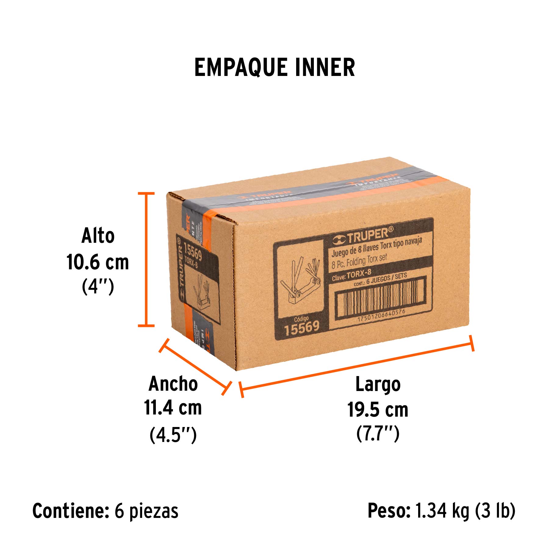 Juego de llaves Torx, 8 piezas, tipo navaja, cuerpo lámina