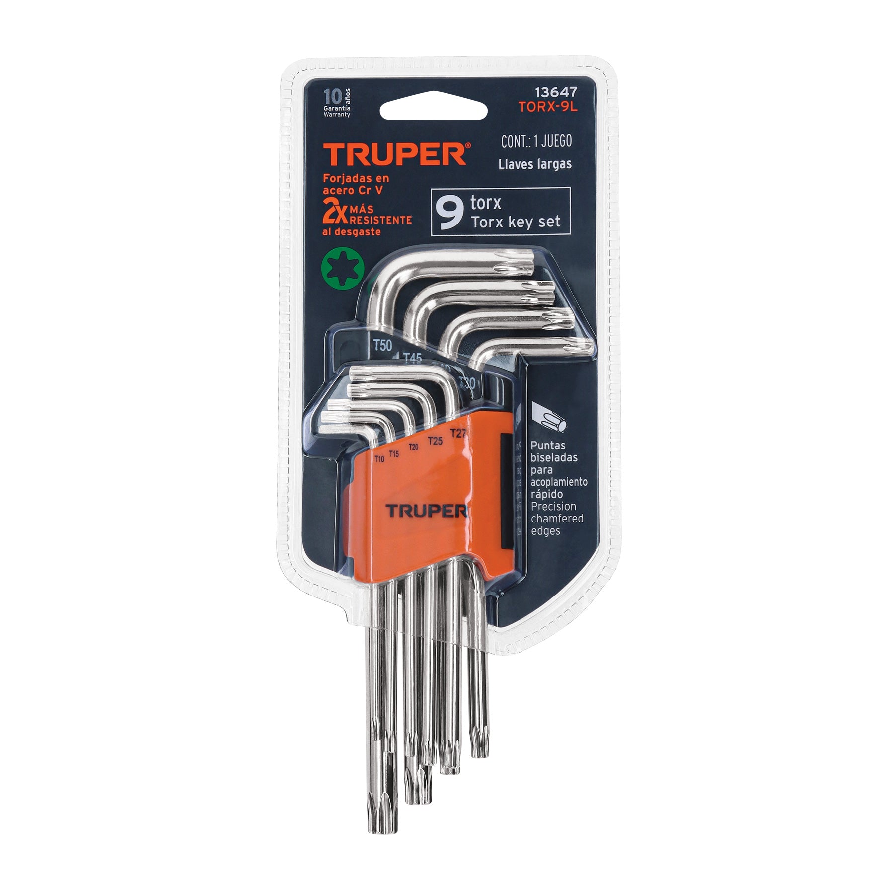 Juego de 9 llaves allen tipo torx, largas