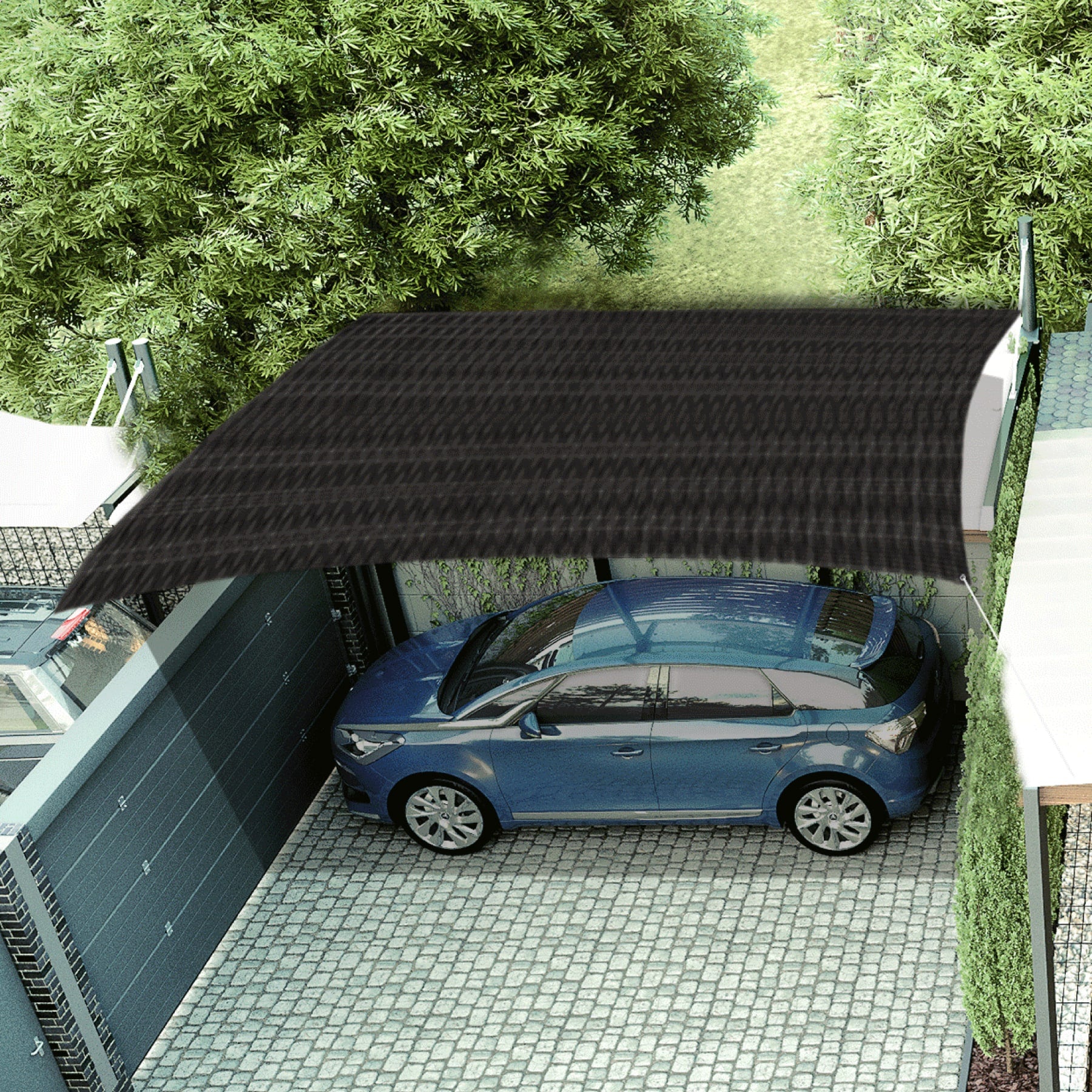 Toldo de polietileno, 80% sombra, 3.60 x 3 m, negro
