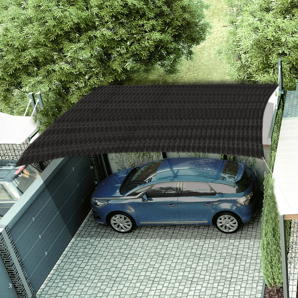 Toldo de polietileno, 80% sombra, 3.60 x 3 m, negro