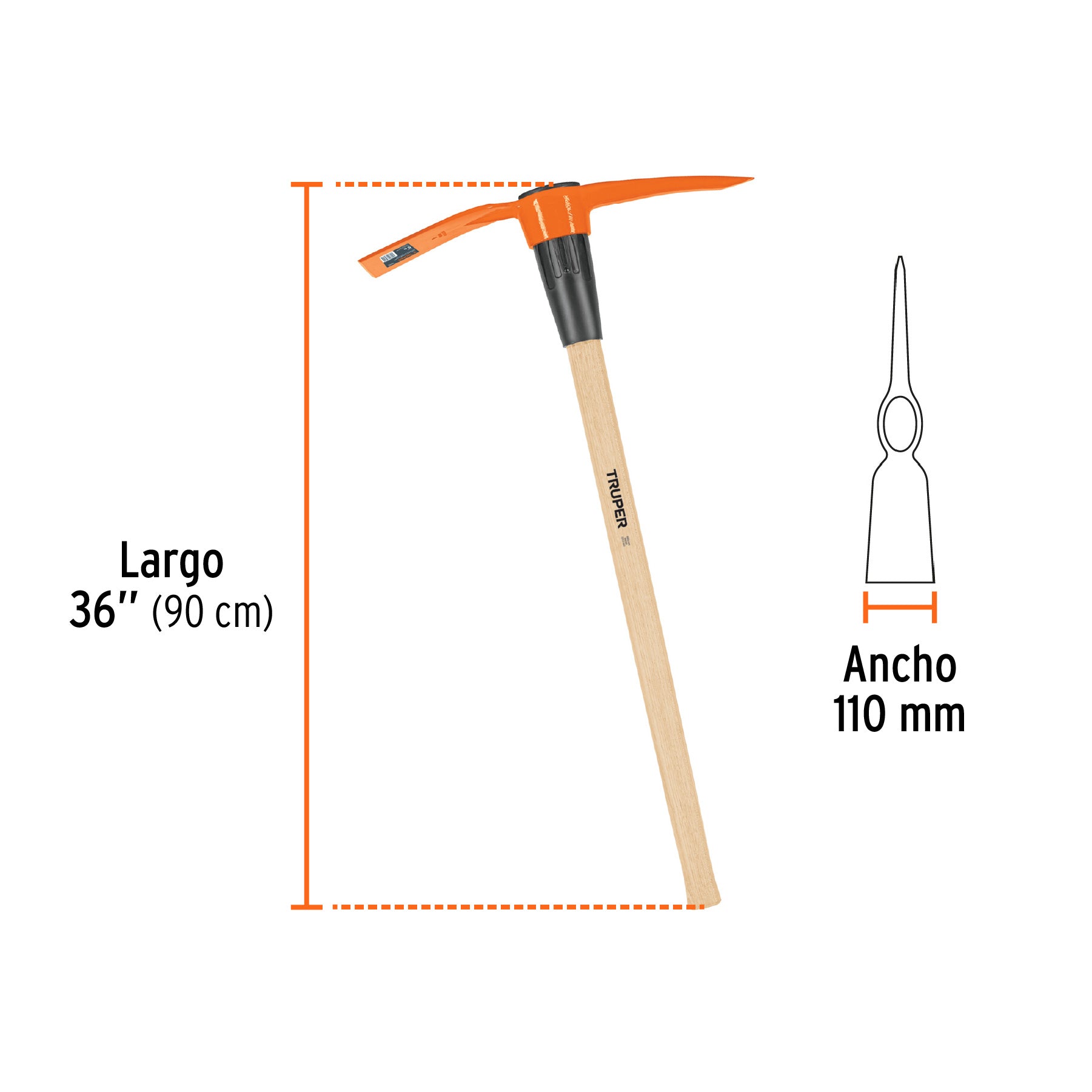 Talacho-pico 5 lb con mango de madera de 36', Truper