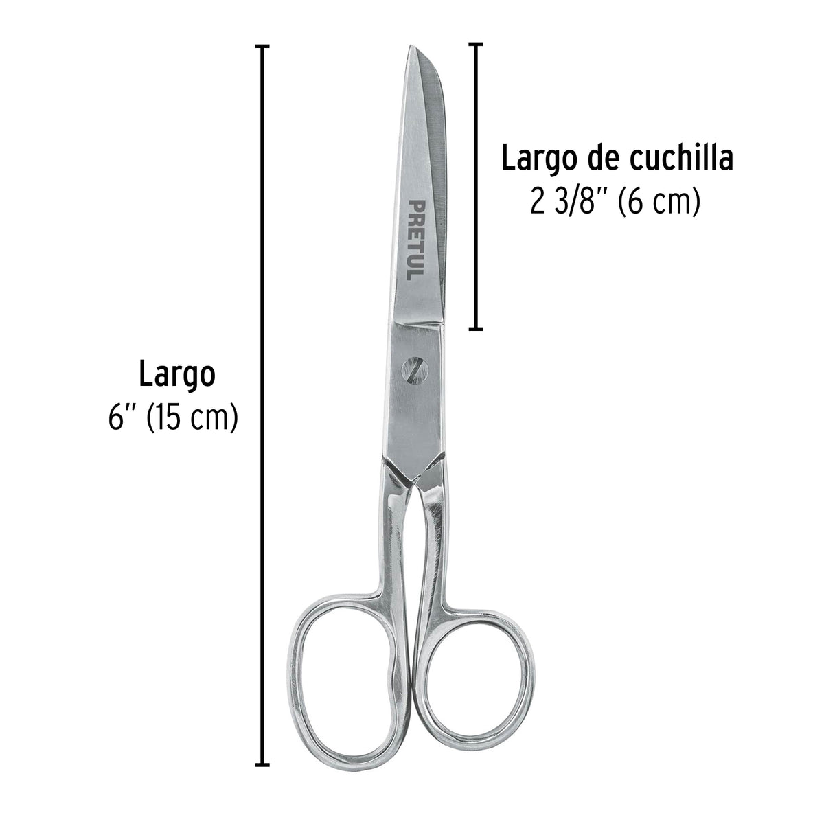 Tijera para costura, 6" ojo grande, Pretul