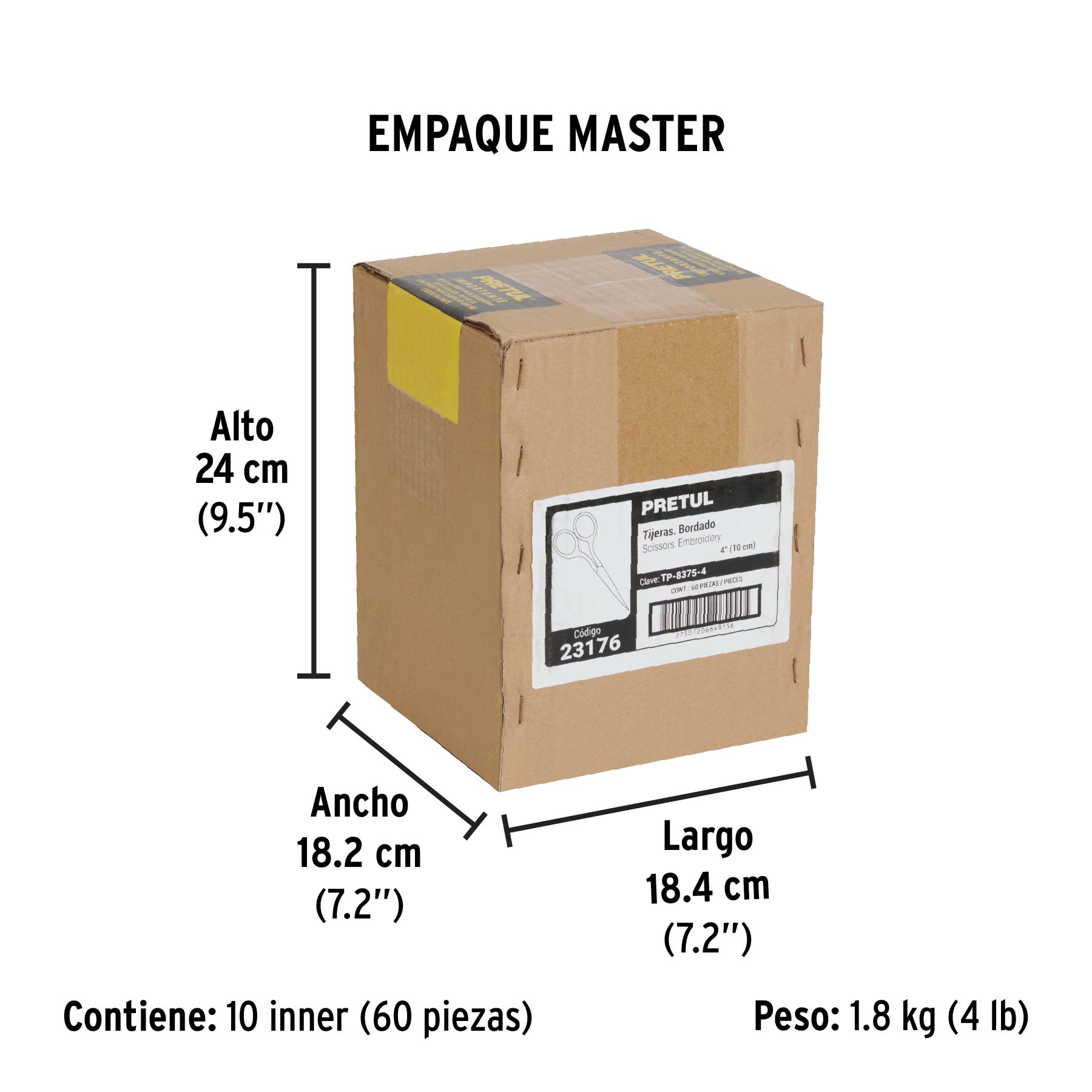 Tijera para bordar 4", pretul