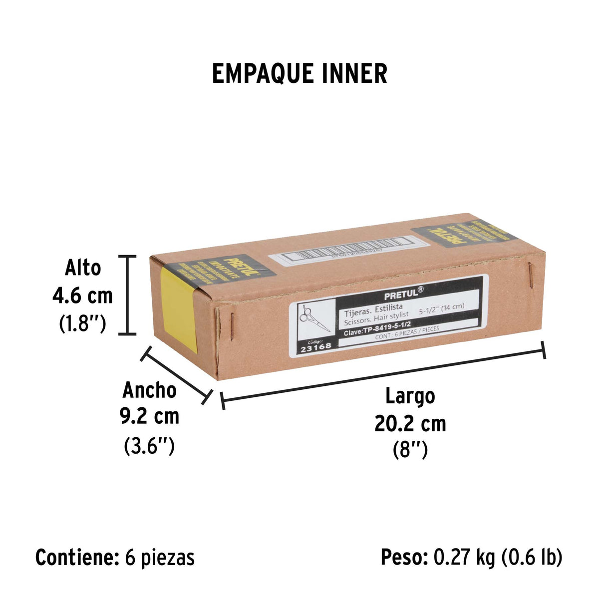 Tijera para estilista con gancho, 5-1/2", pretul