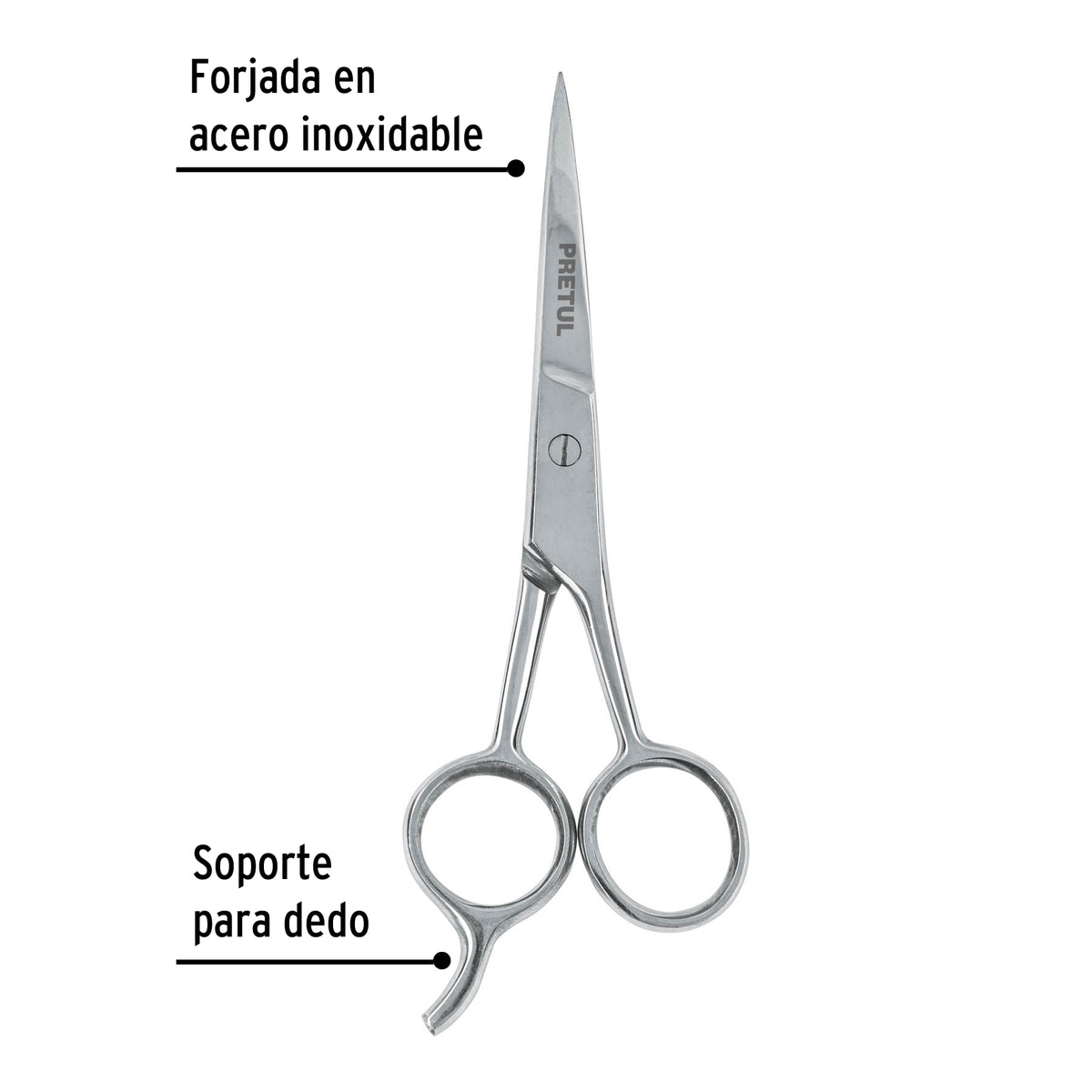 Tijera para estilista con gancho, 5-1/2", pretul