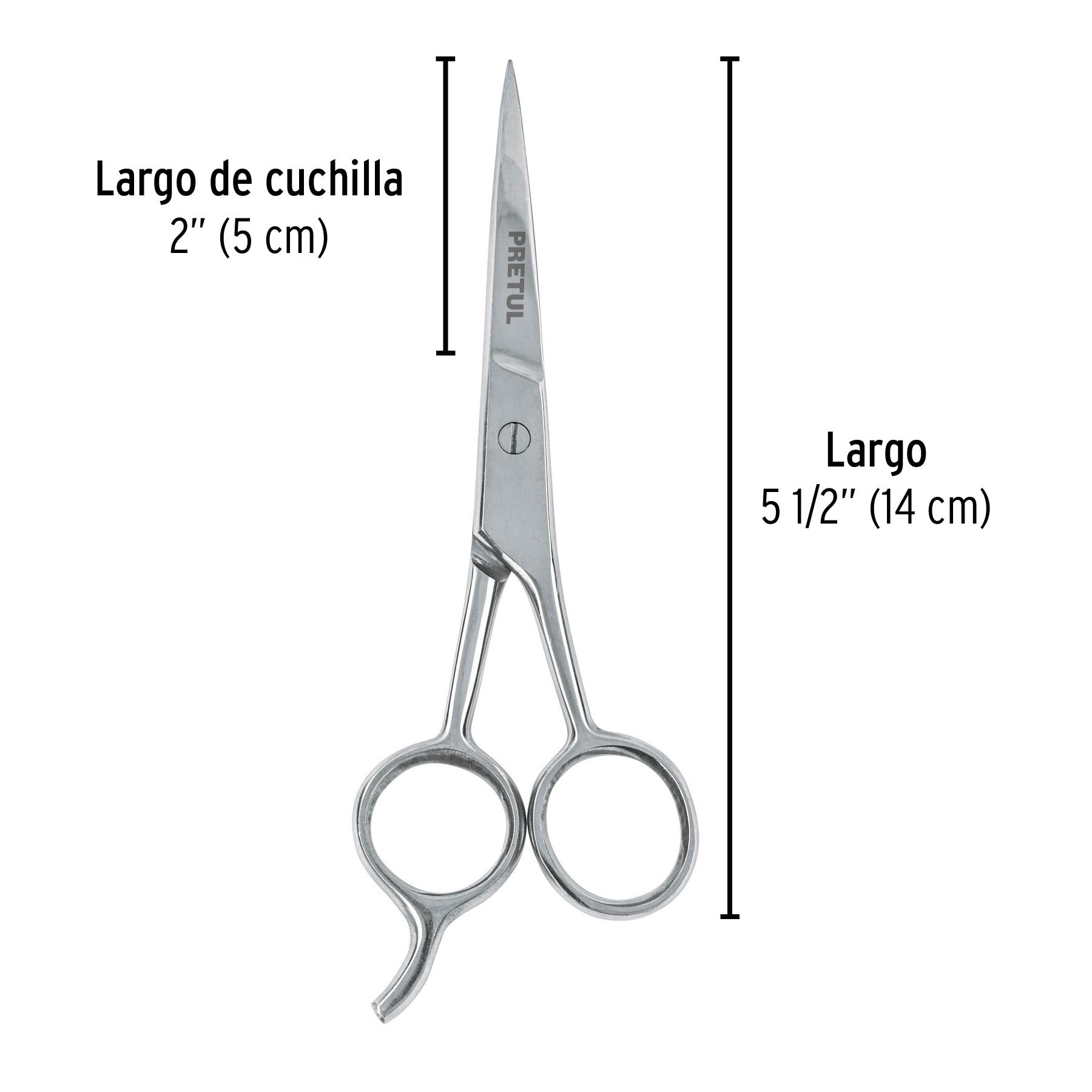 Tijera para estilista con gancho, 5-1/2", pretul