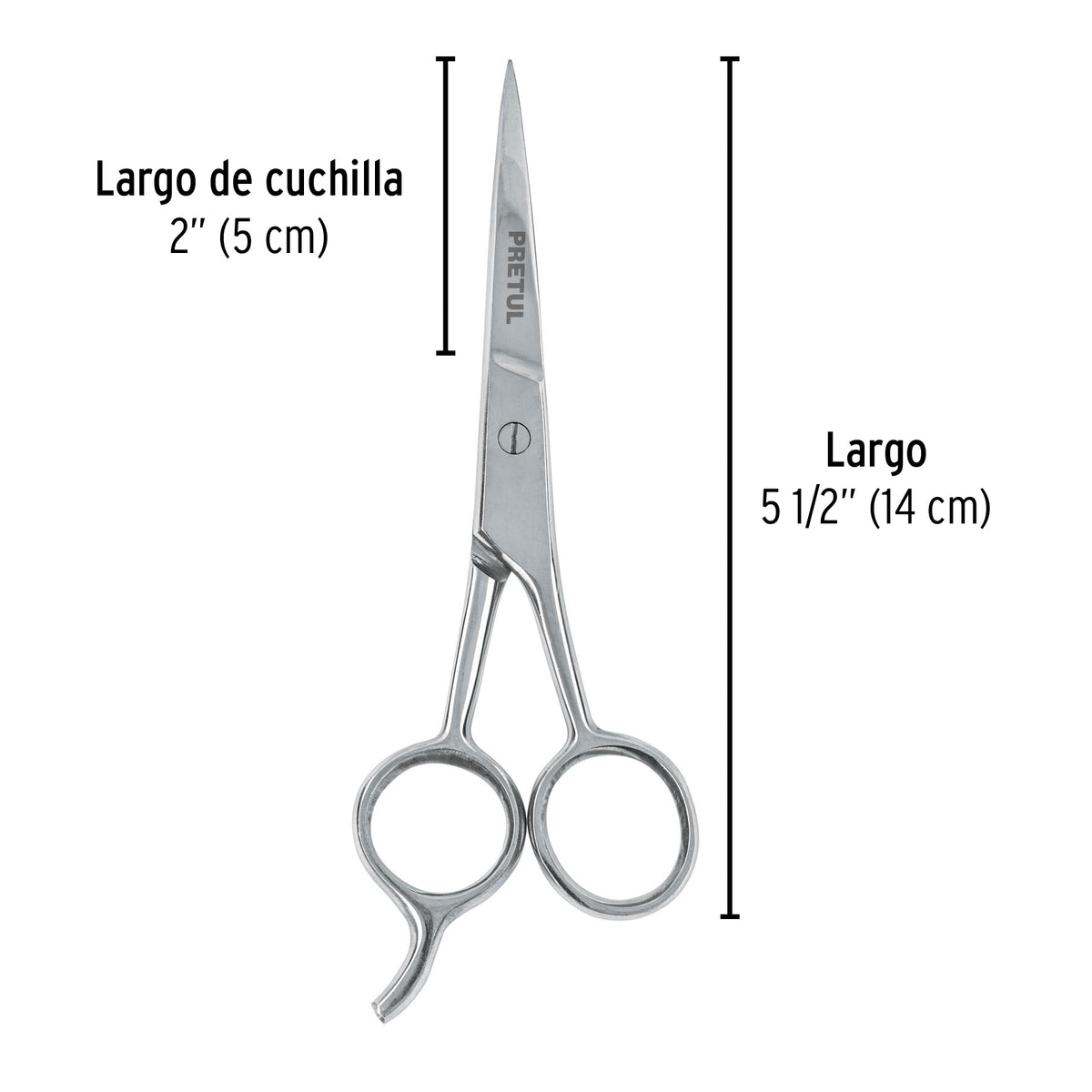 Tijera para estilista con gancho, 5-1/2", pretul