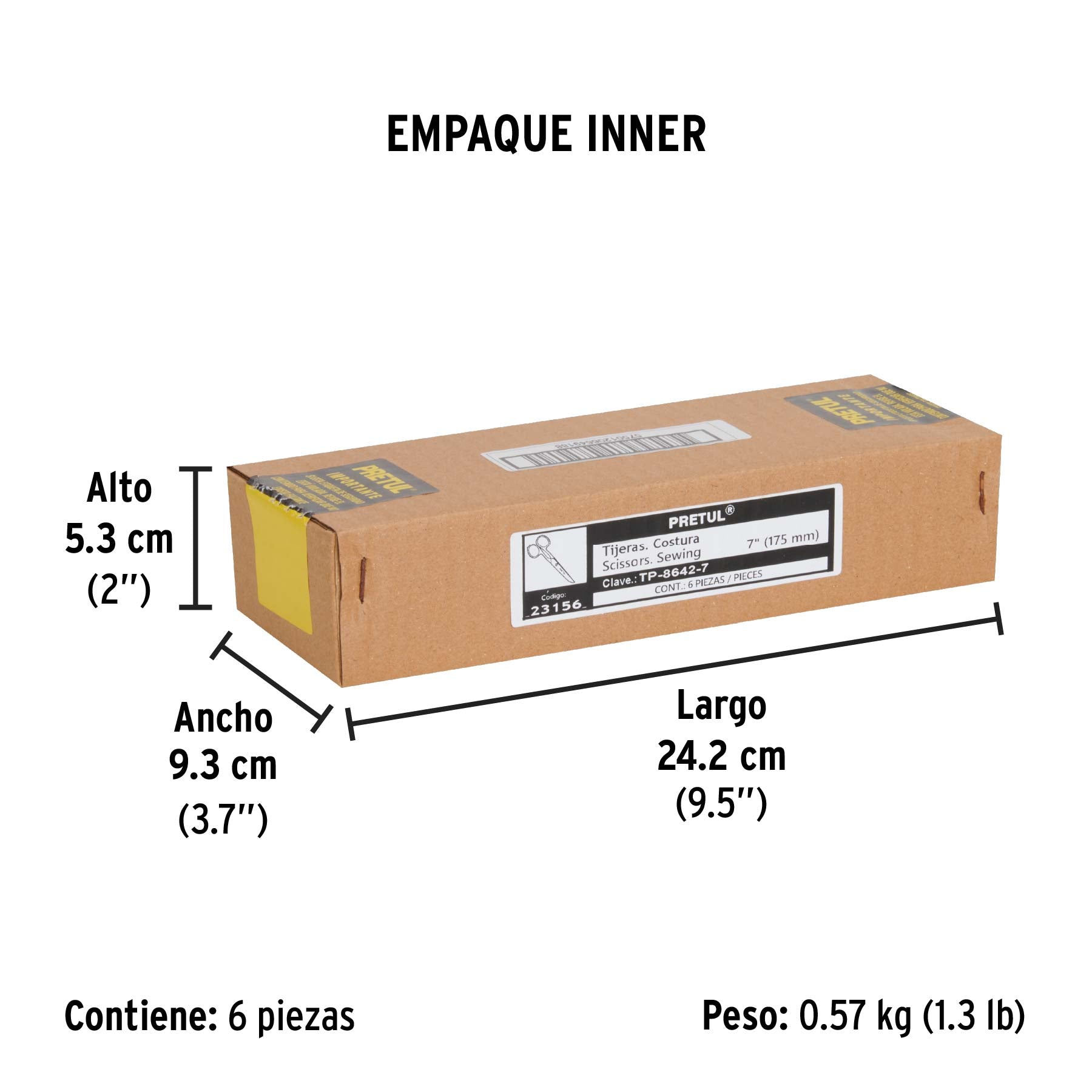 Tijera para costura y oficina 7", Pretul