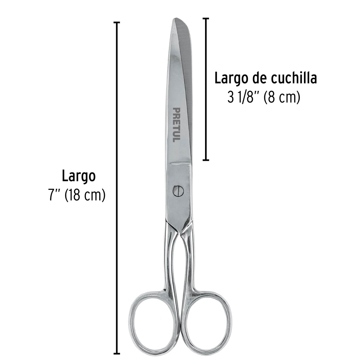 Tijera para costura y oficina 7", Pretul