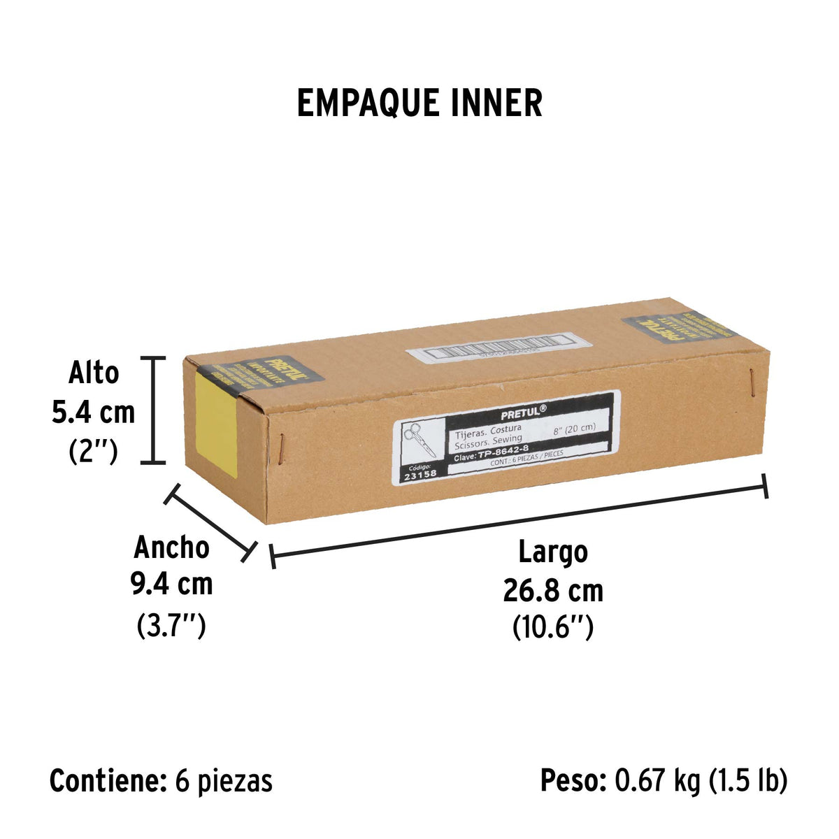 Tijera para costura y oficina 8", pretul