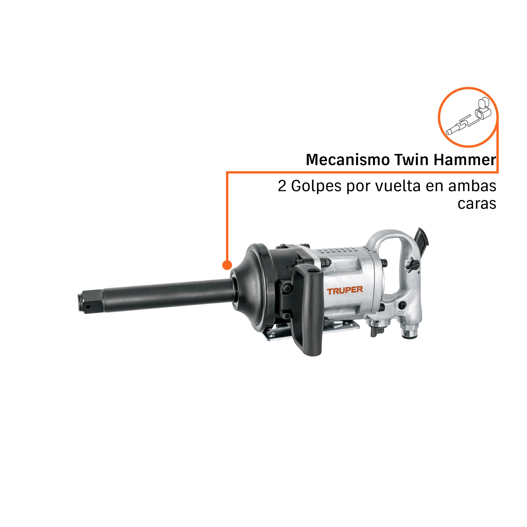 Llave (pistola) de impacto neumática 1', industrial, TRUPER