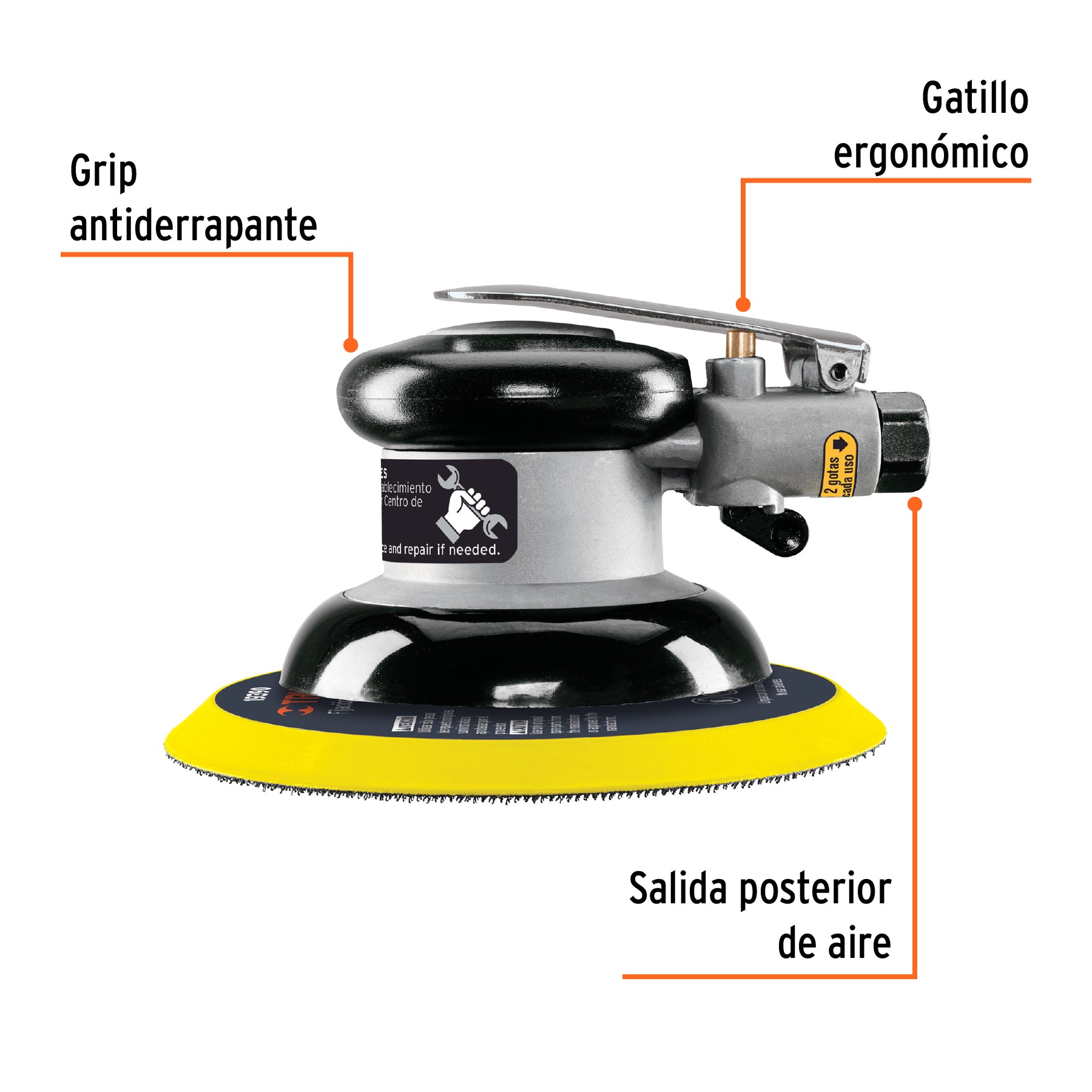 Lijadora orbital neumática industrial 6'