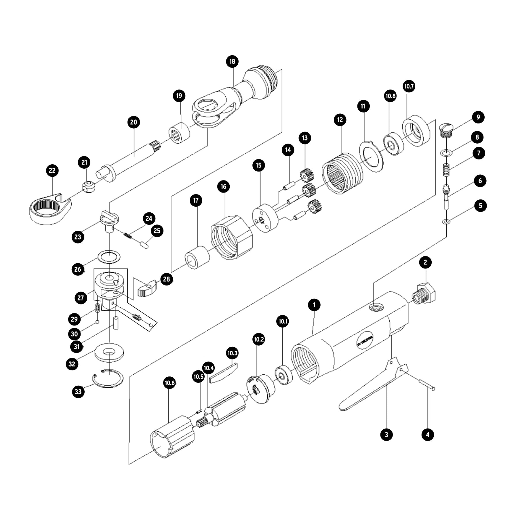 Matraca neumática, 3/8"
