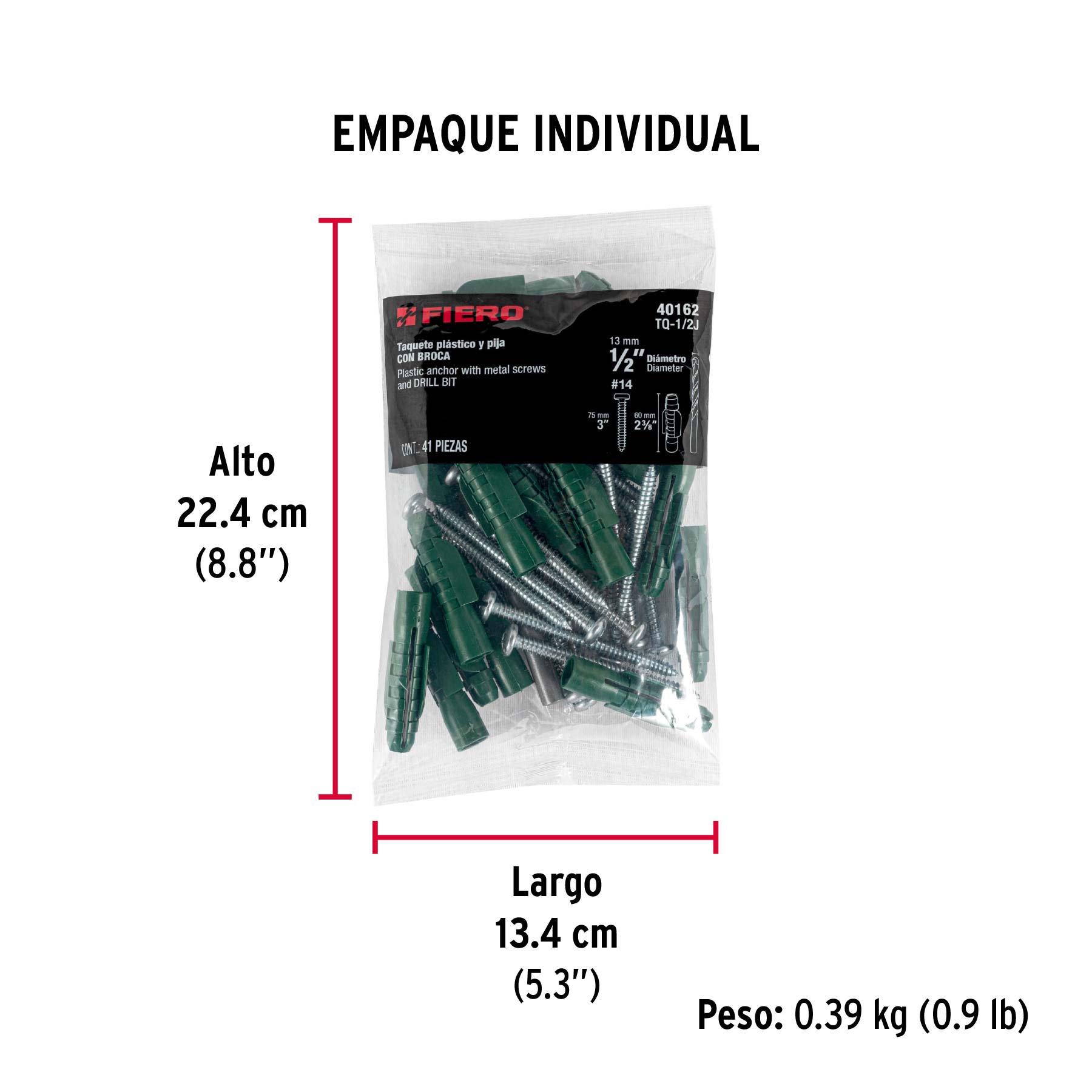 Kit de 20 taquetes 1/2' con pijas #14