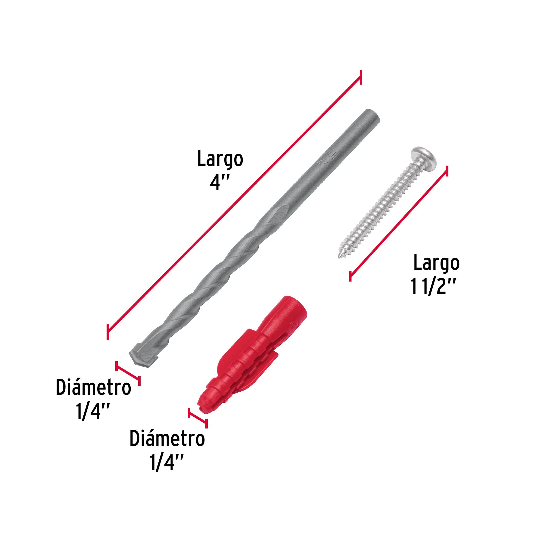 Kit de 20 taquetes 1/4' con pijas #8