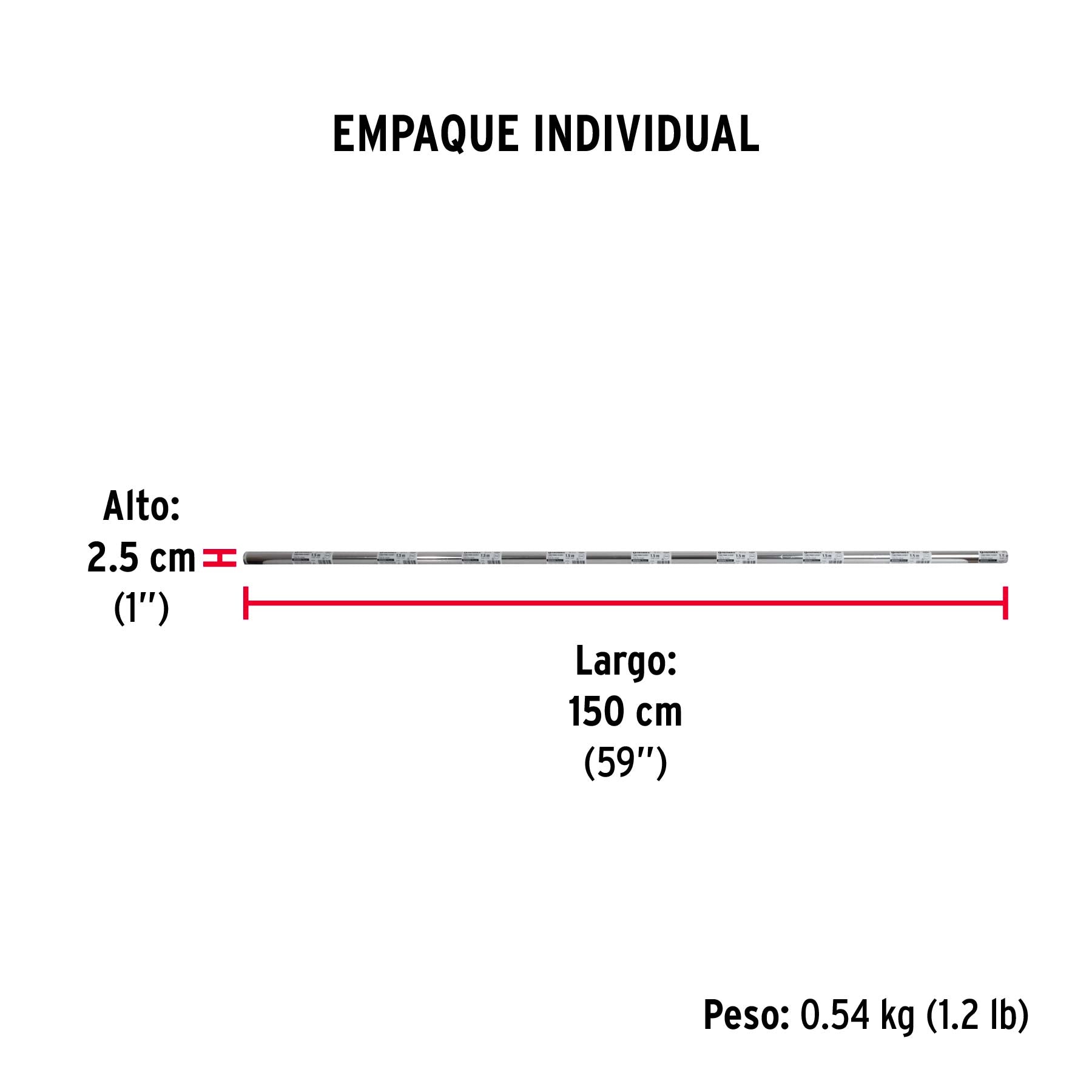 Tubo redondo de 1.5 m en acero cromado para closet, Hermex