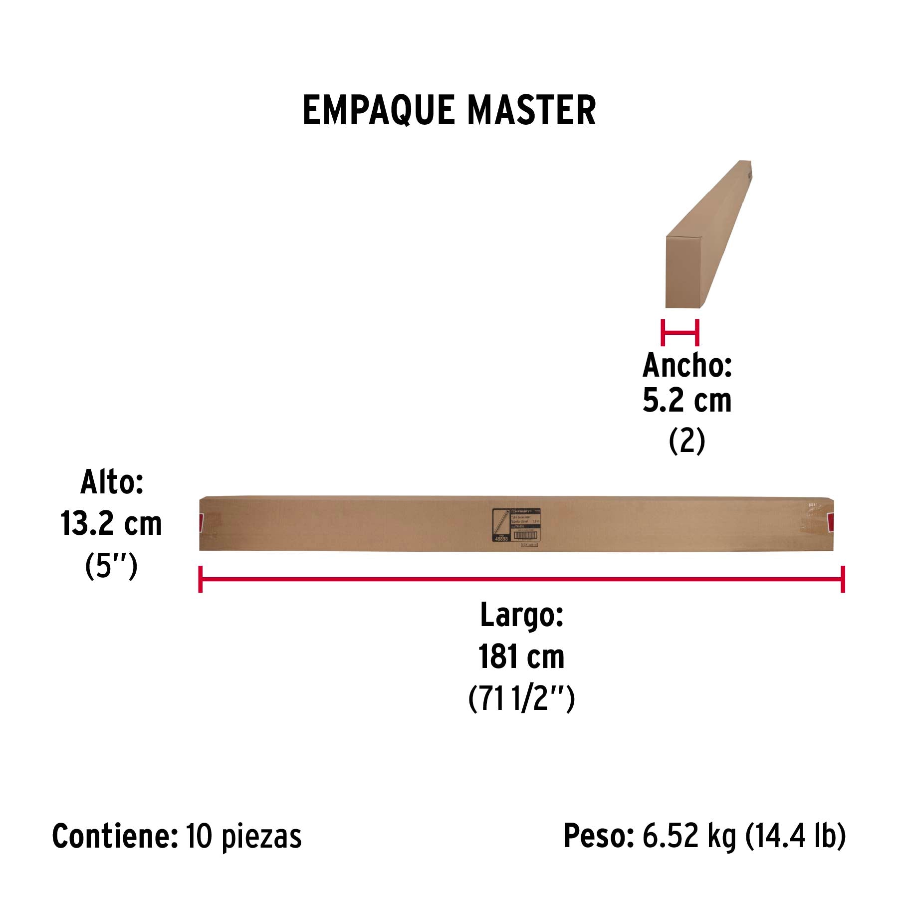Tubo redondo de 1.8 m en acero cromado para closet, Hermex