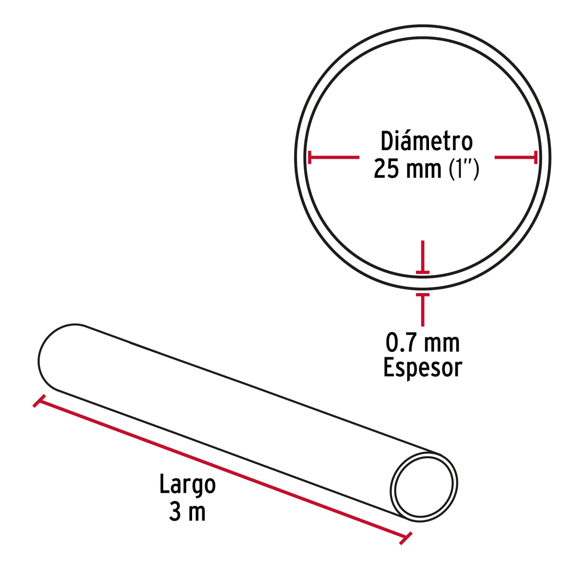 Tubo redondo cromado para closet