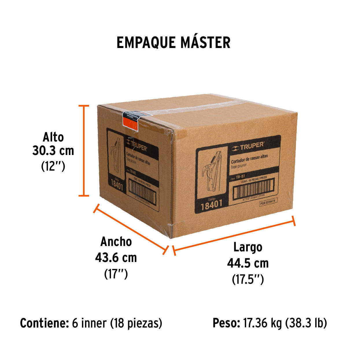 Cortador de ramas altas, sin mango, hoja de acero SK5 de 14"