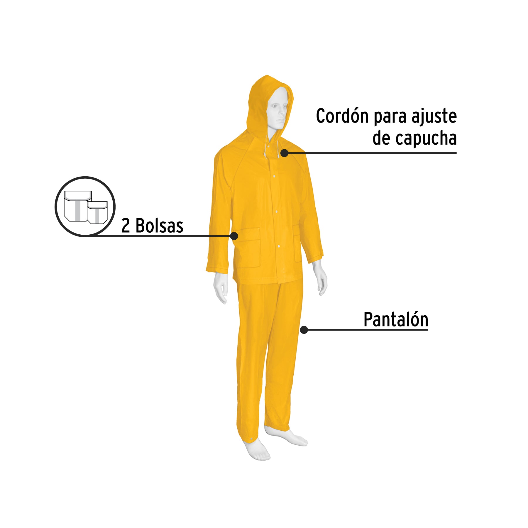 Conjunto impermeable ligero de PVC, talla G, Pretul.