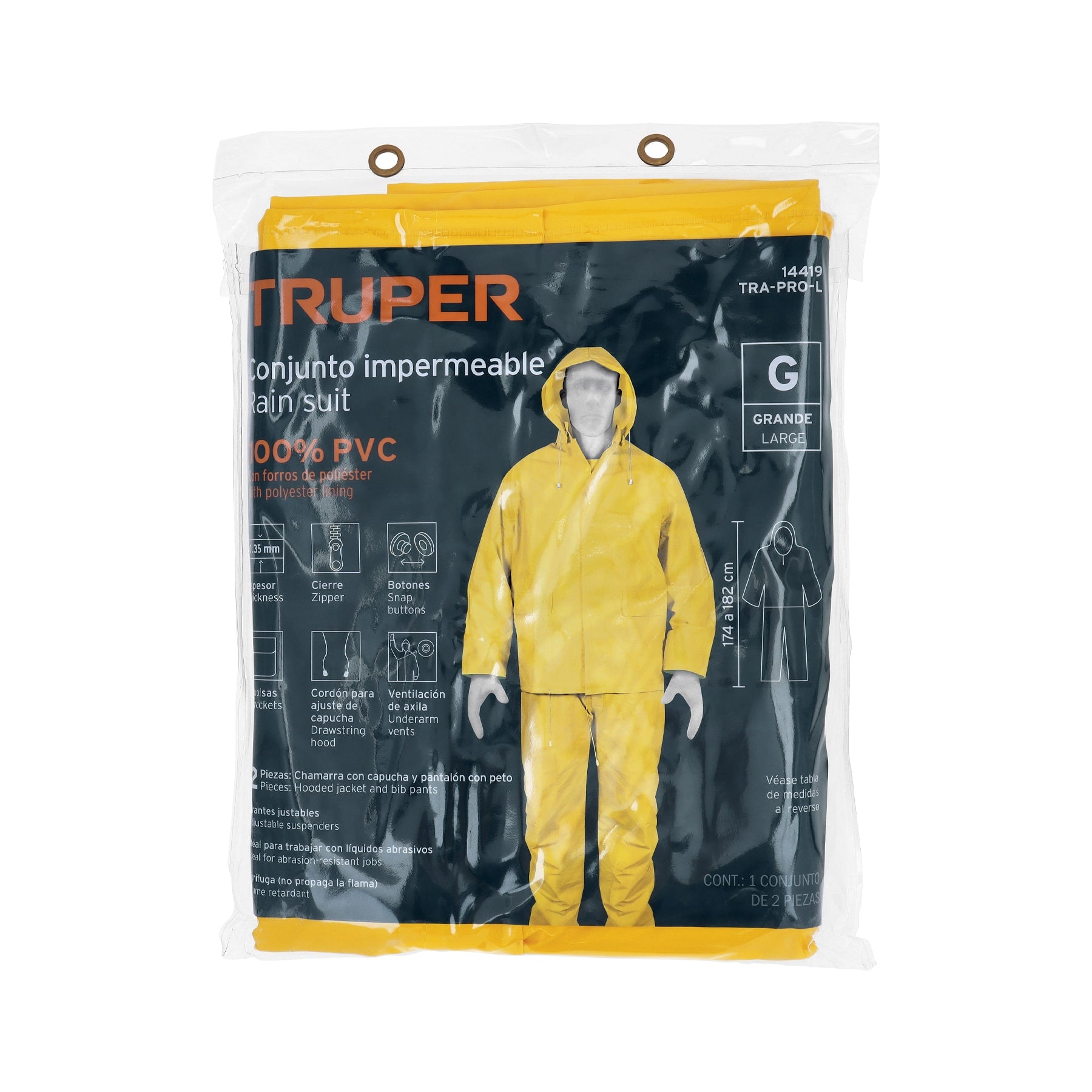 Conjunto impermeable, talla grande, PVC