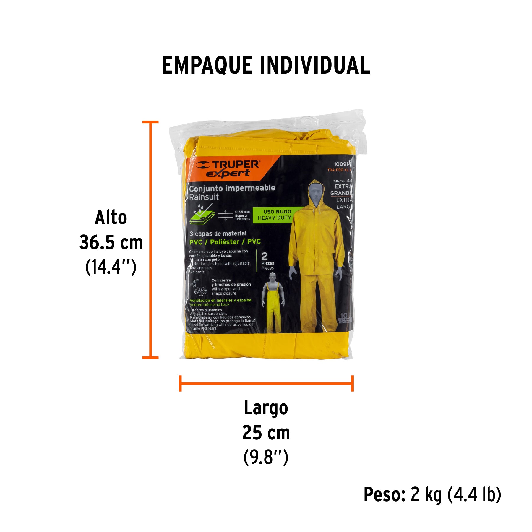 CONJUNTO IMPERMEABLE,PVC/poliéster/PVC,espesor 0.35mm, EG, Expert