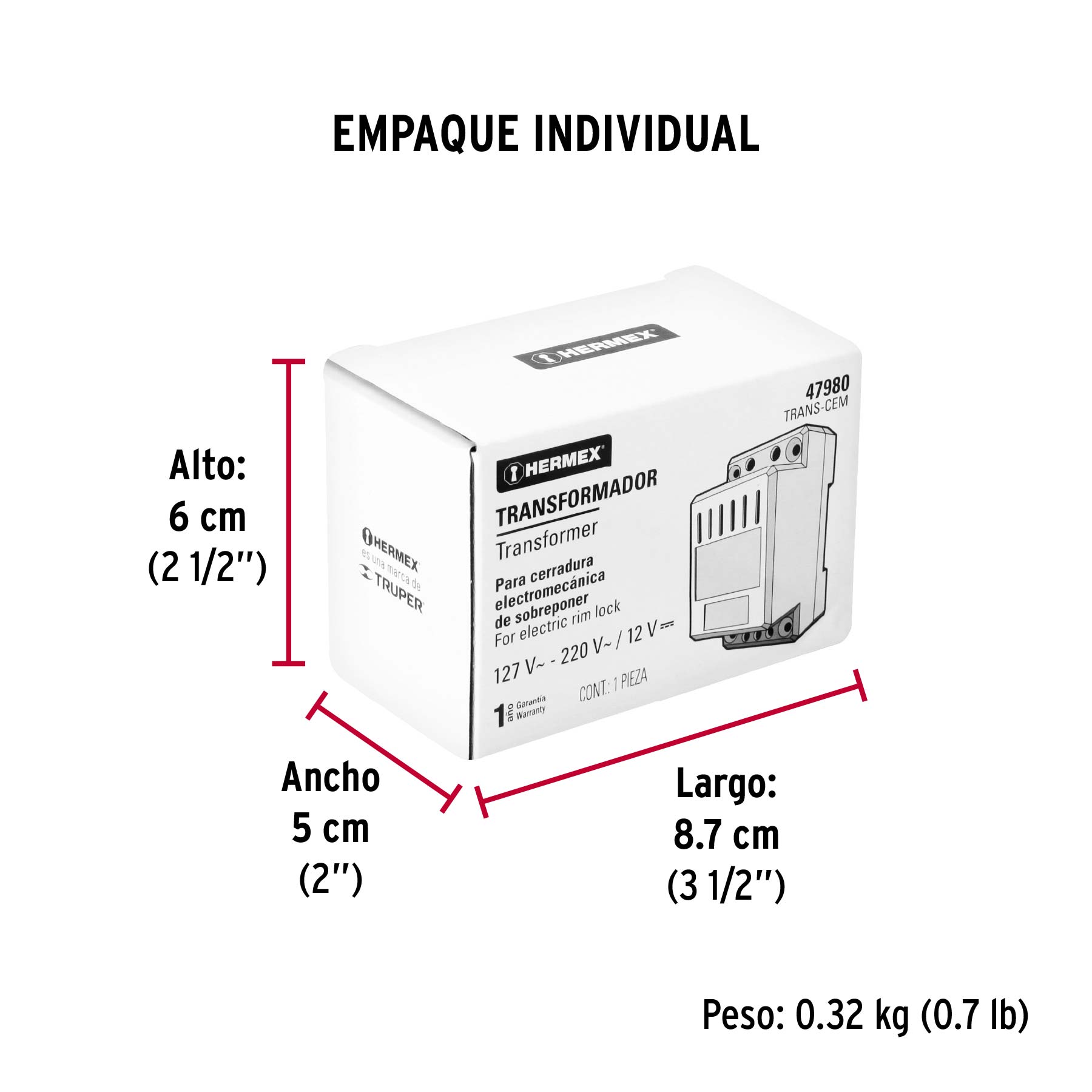 Transformador para cerradura electromecánica, Hermex