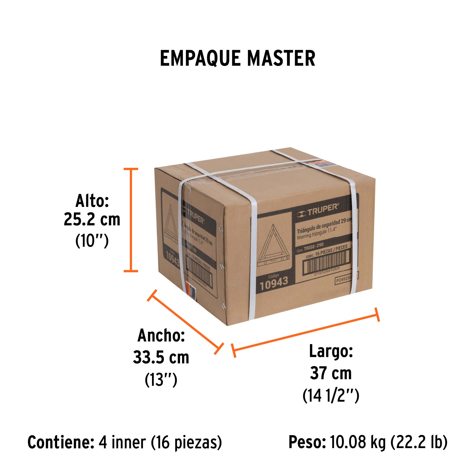 Triángulo de seguridad, de plástico, 29 cm