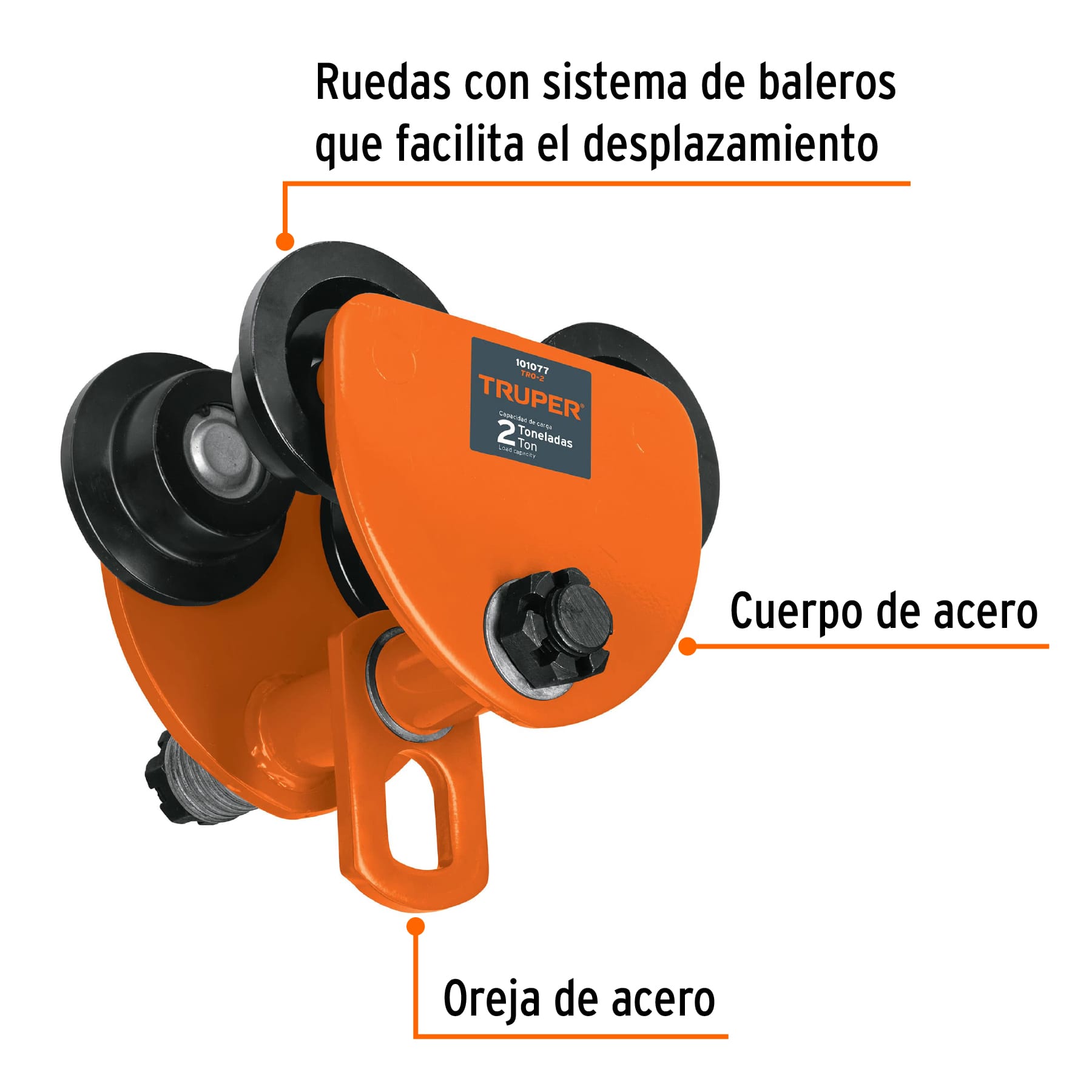 Trole de carga para vigas IPS e IPR, ajustable, 2 Ton