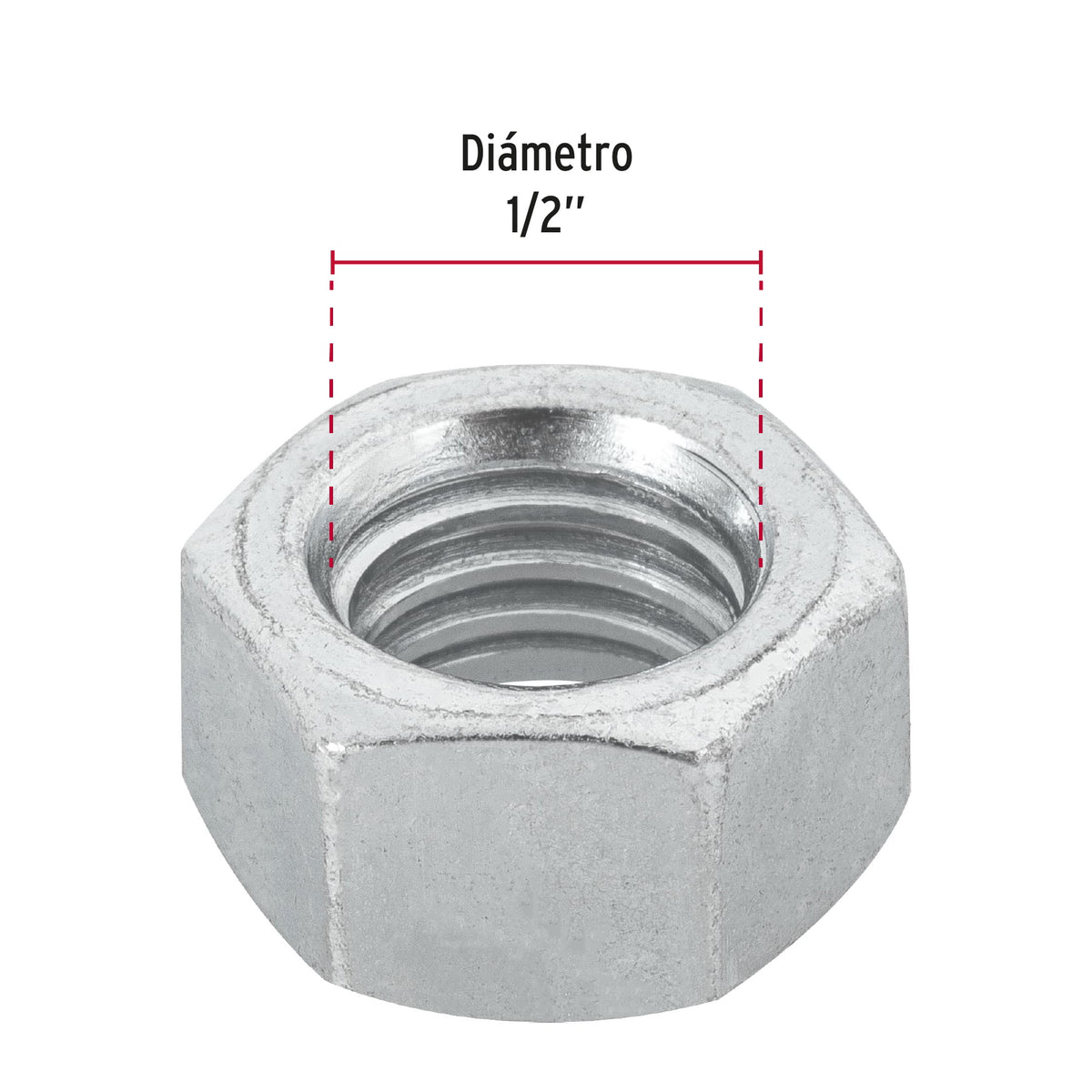 Blíster con 6 tuercas 1/2' hex de acero galvanizado, Fiero