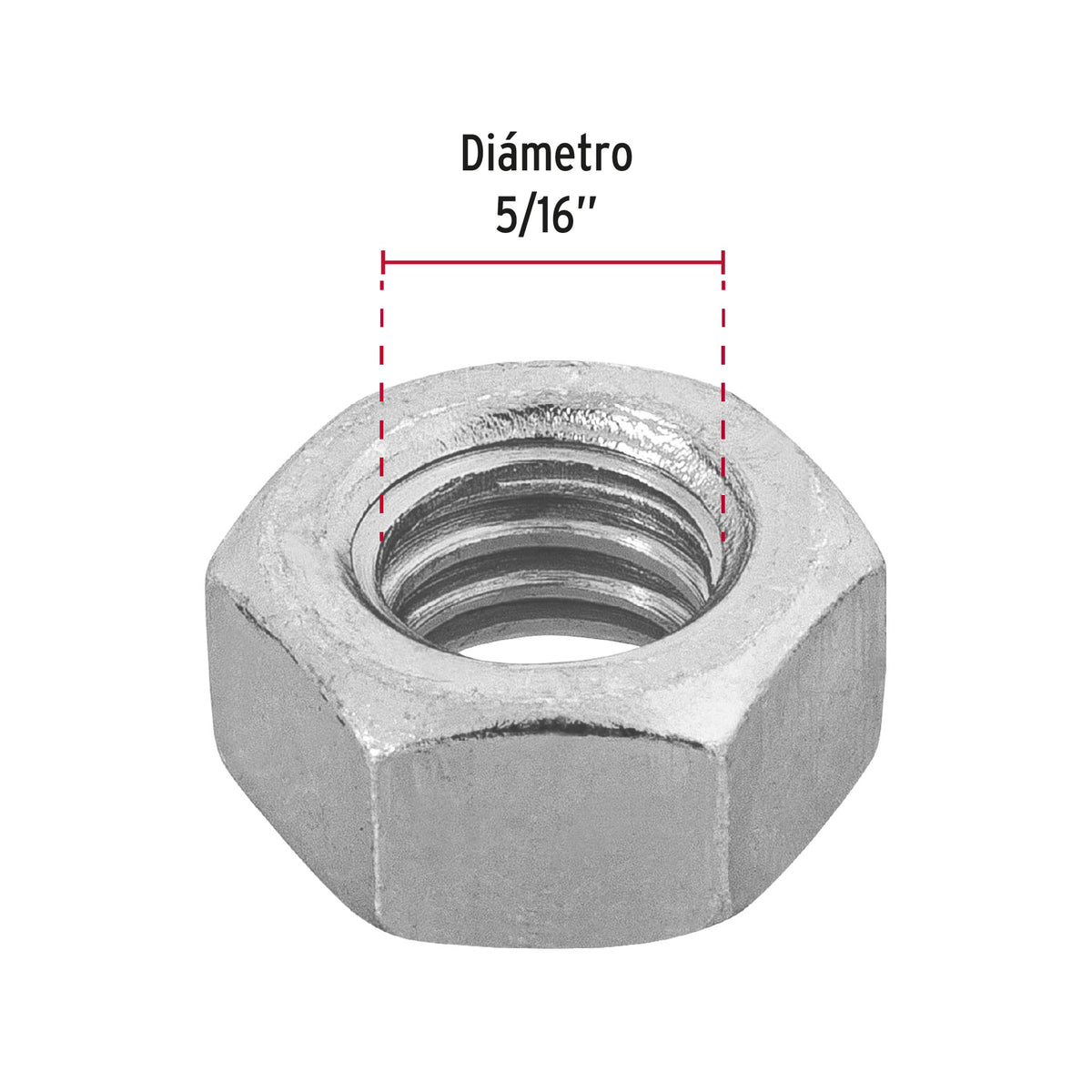 Blíster con 20 tuercas 5/16' hex de acero galvanizado, Fiero