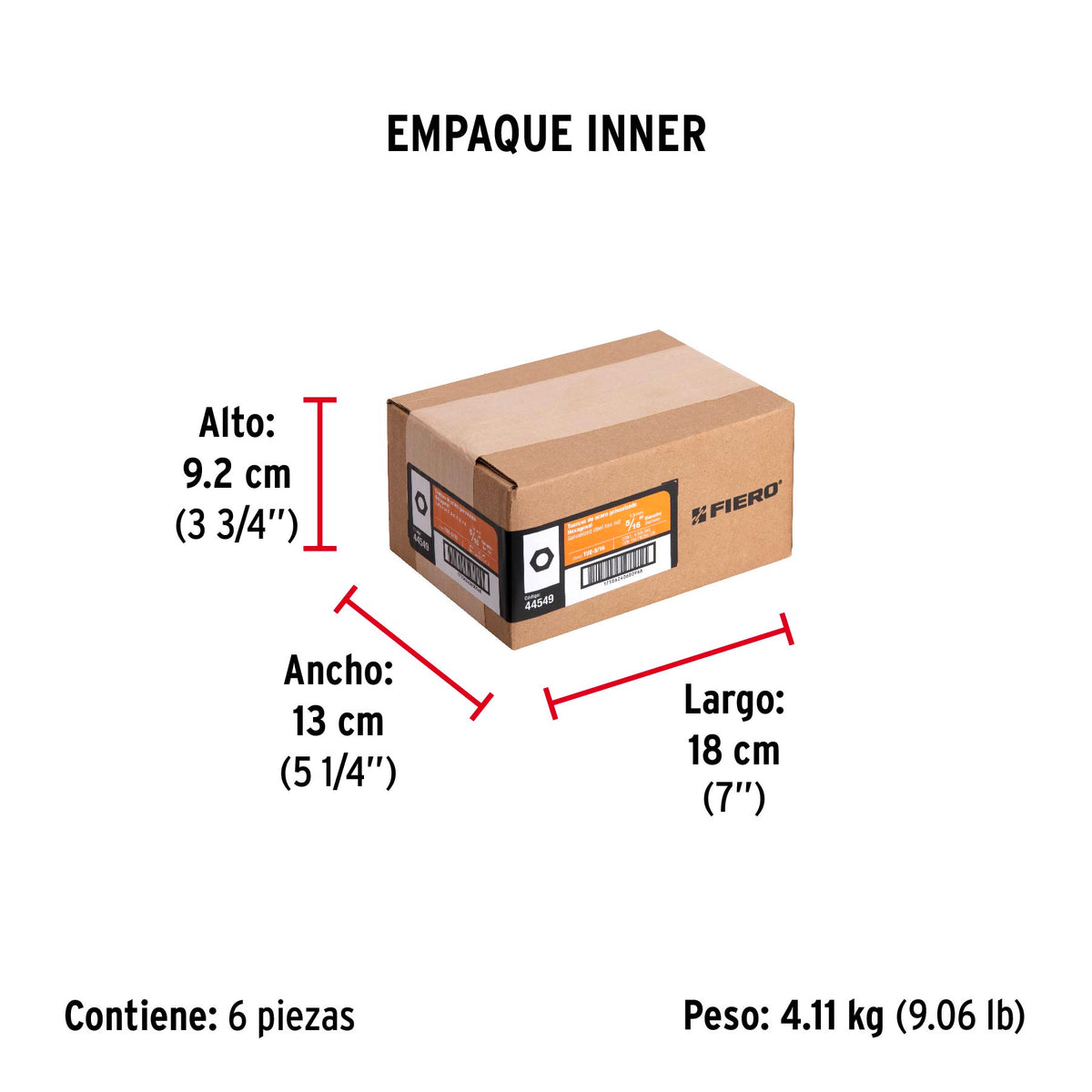 Tuerca de acero galvanizado hexagonal de 5/16", 150 pzas