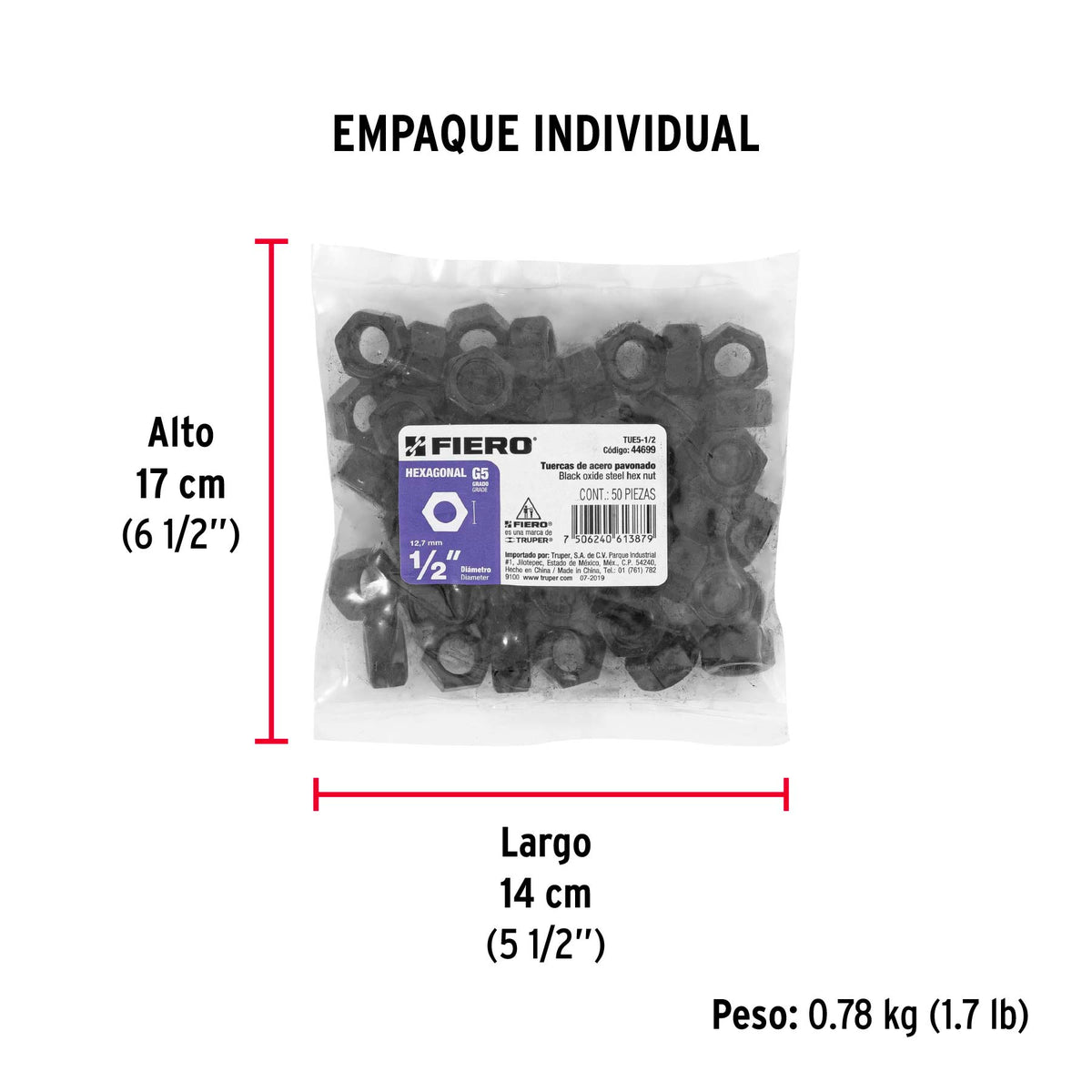 Tuerca grado 5, 1/2"