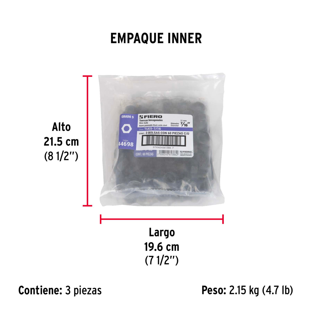 Tuerca grado 5, 7/16"