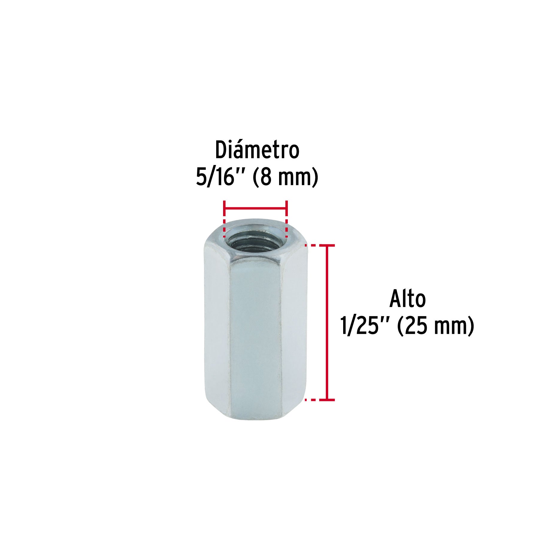 Bolsa con 5 tuercas cople, 5/16' acero galvanizado , FIERO