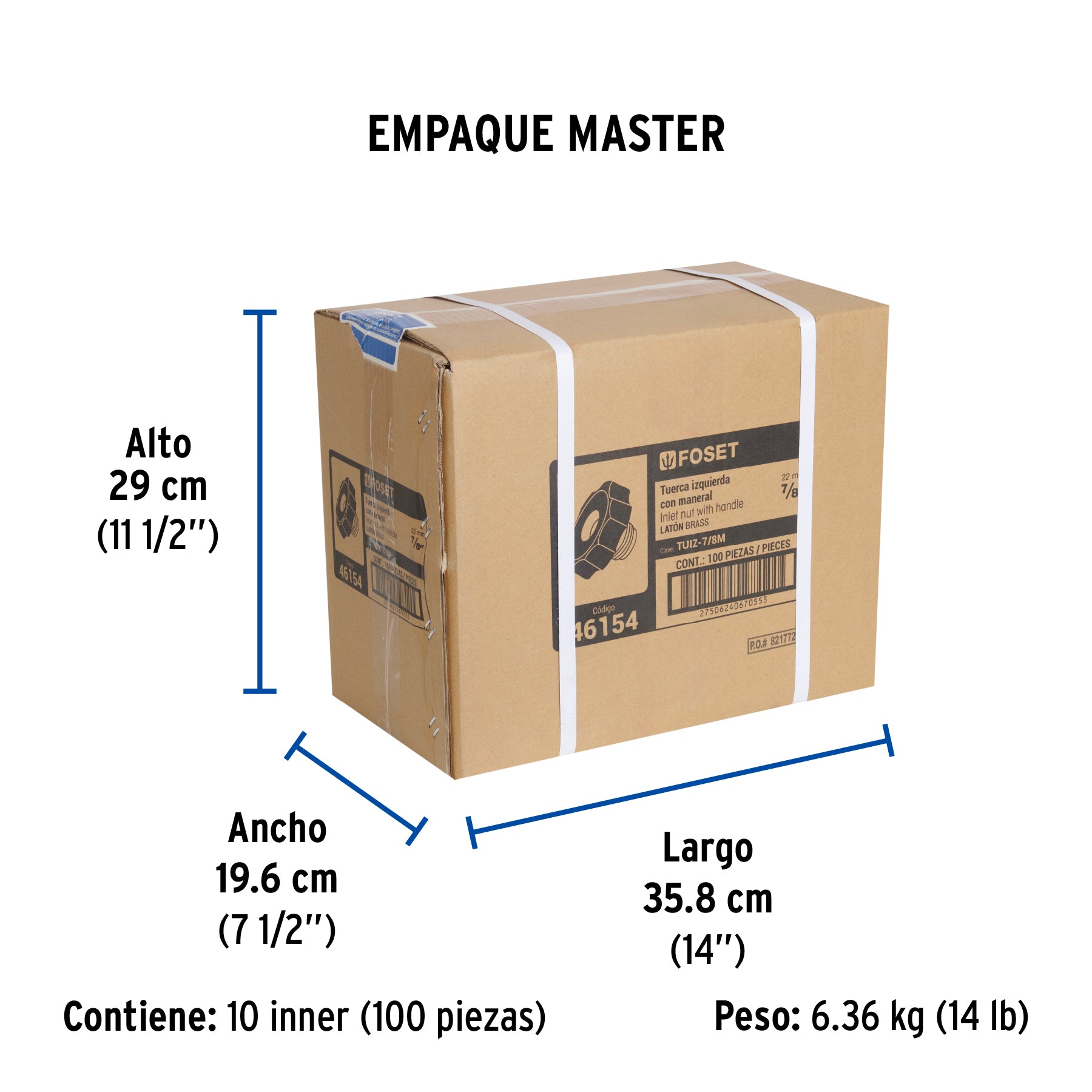 Tuerca izquierda 7/8" con maneral plástico