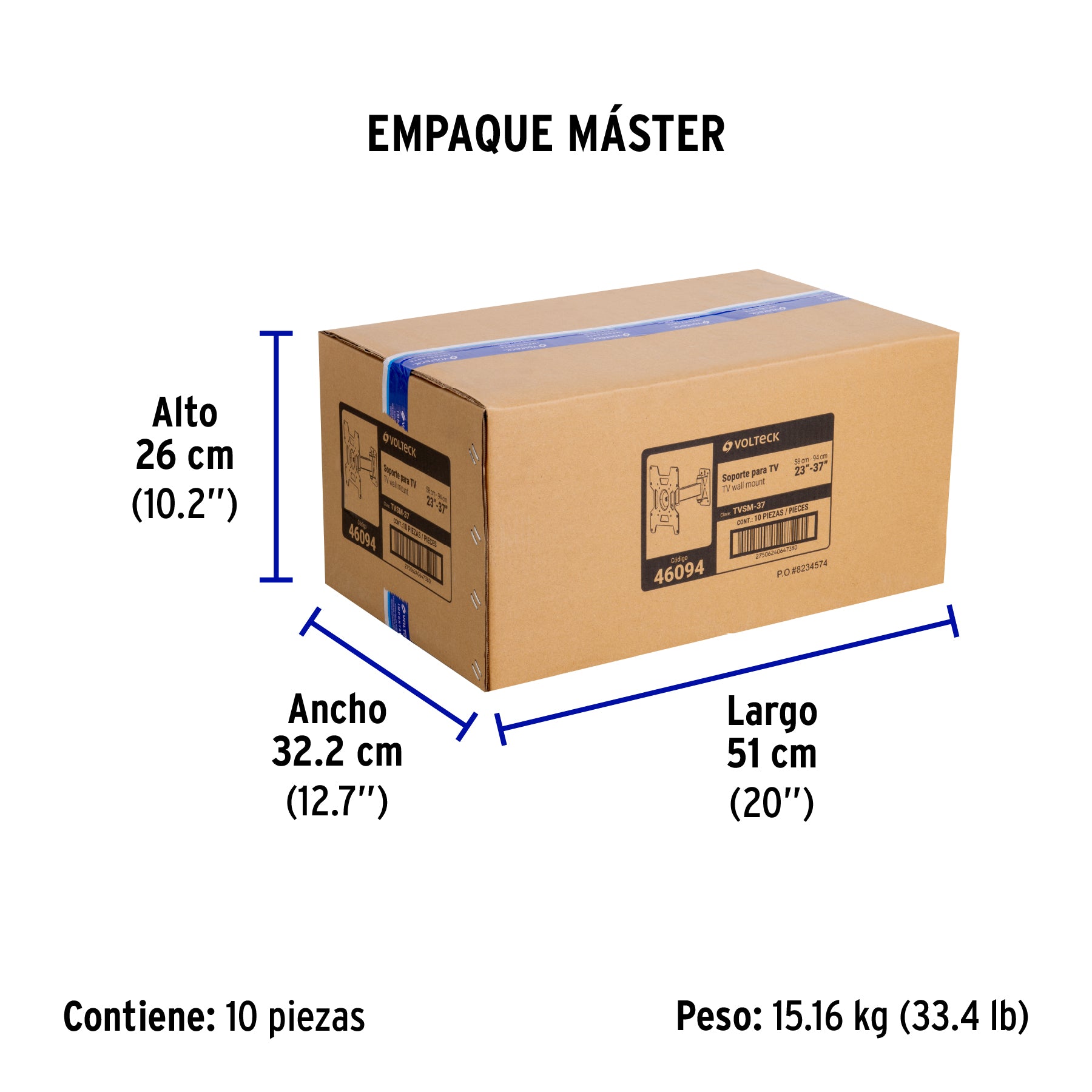 Soporte para TV, articulado, 23"-37"