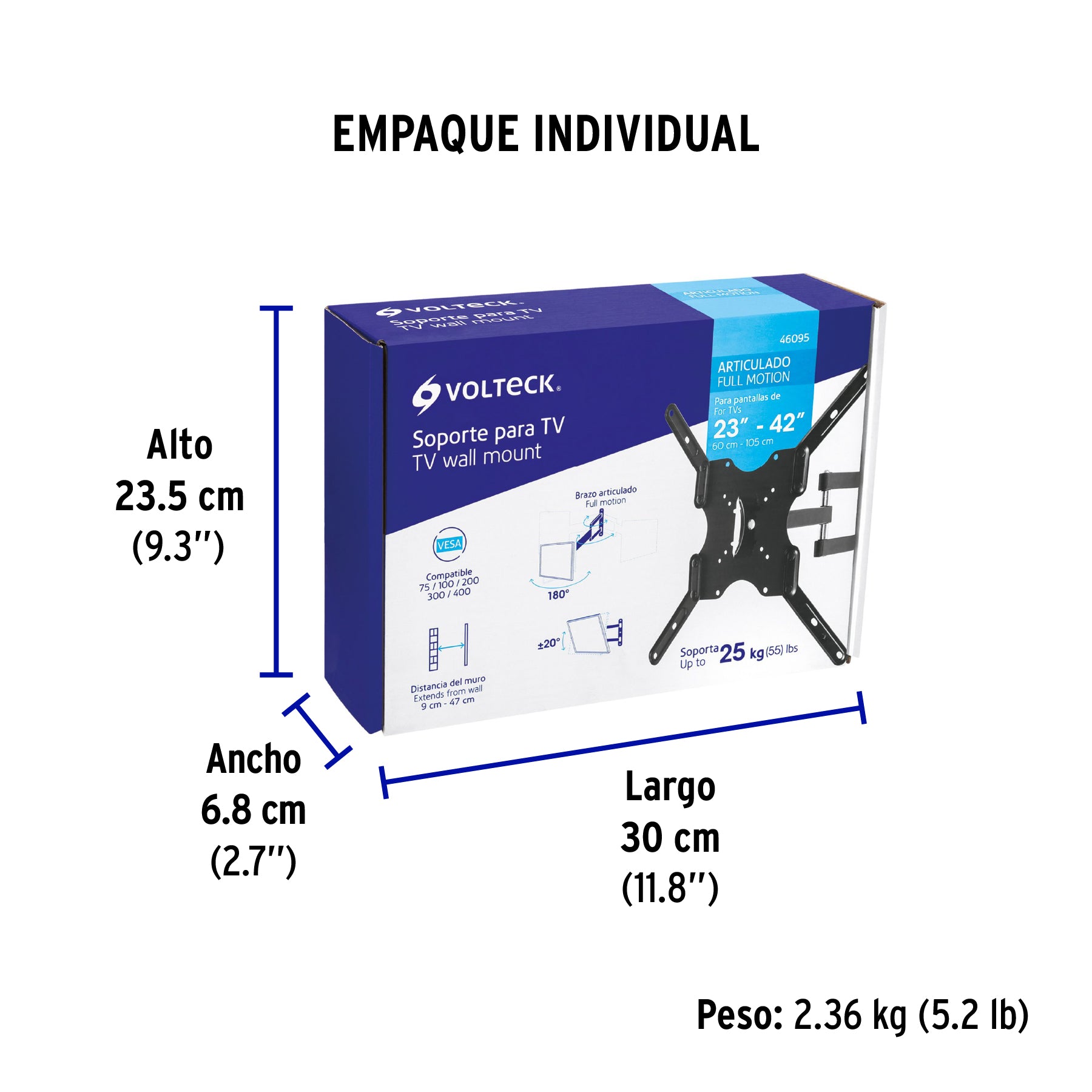 Soporte para TV, articulado, 13"-42"