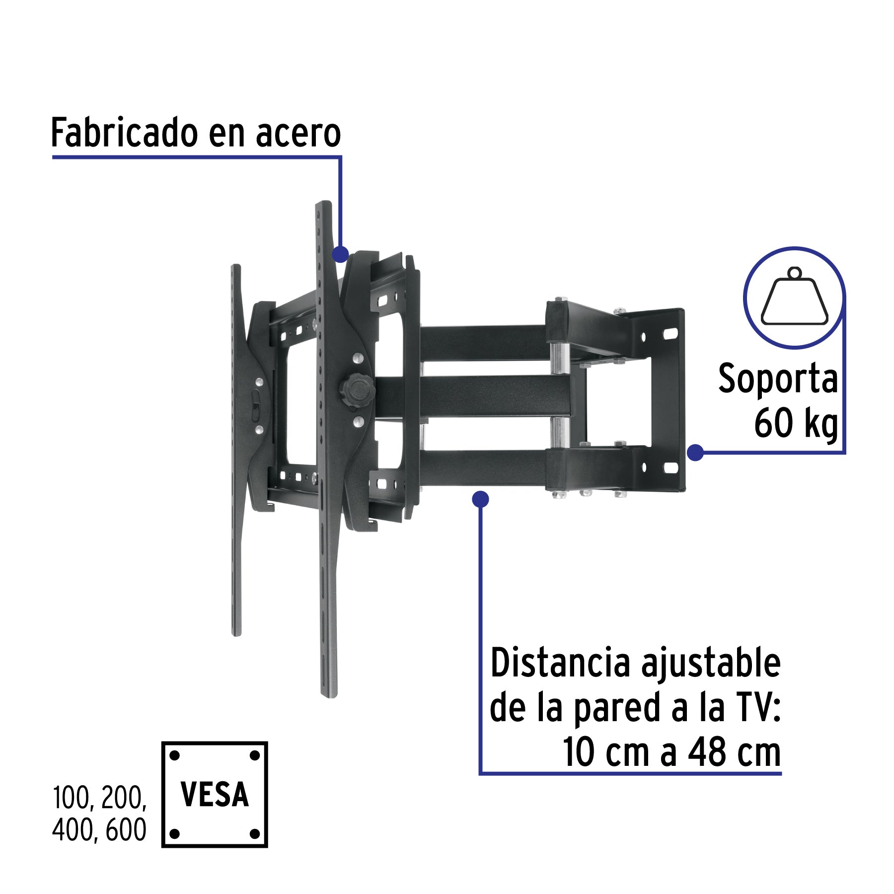 Soporte para TV, articulado, 26"-65"