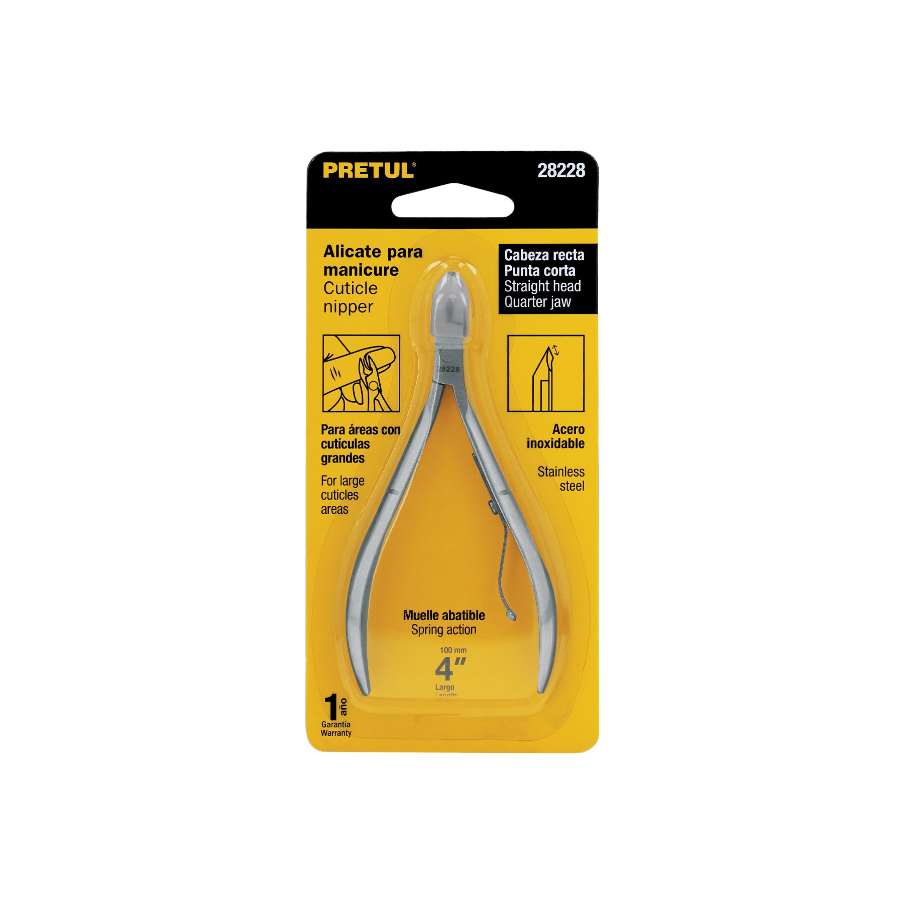 Alicate para manicure 3-3/4', cabeza recta, Pretul