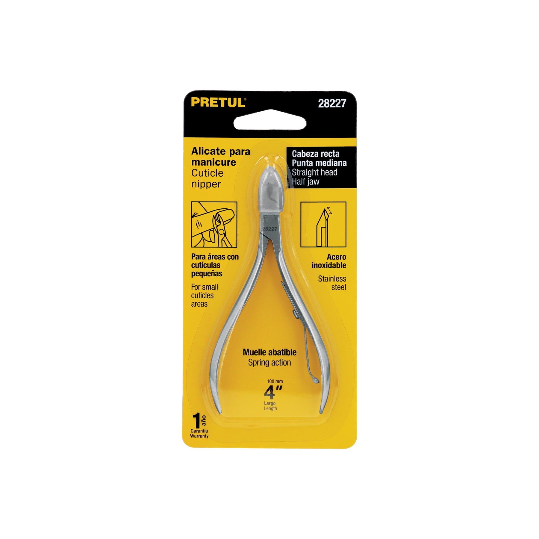 Alicate para manicure 4' cabeza recta corta, Pretul