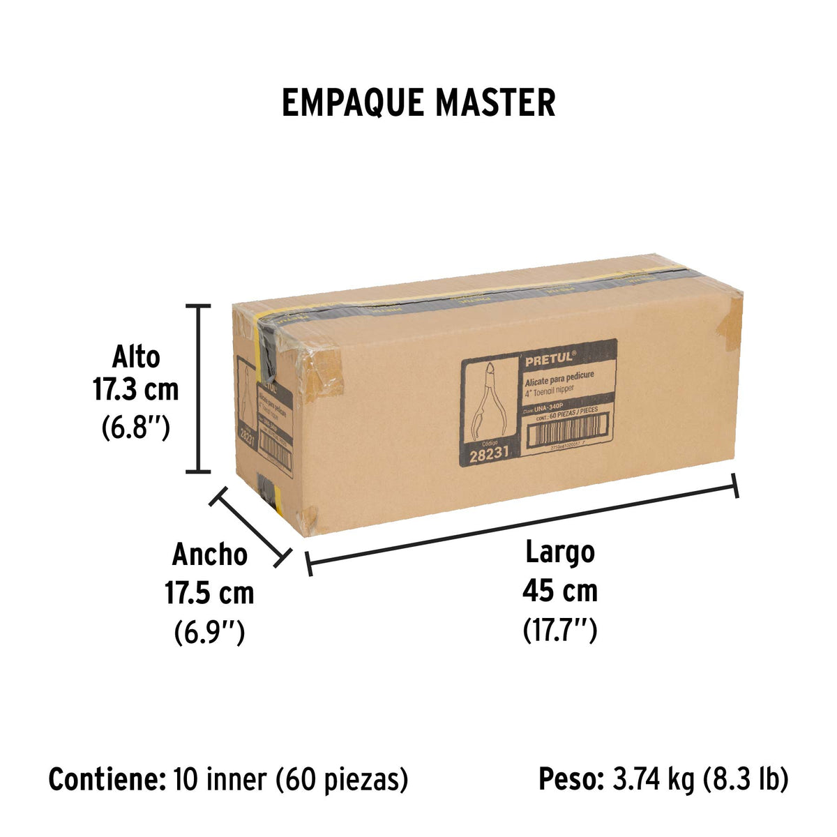 Alicate para pedicure 4', cabeza curva, Pretul