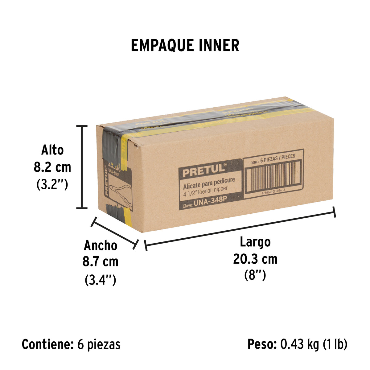 Alicate para pedicure 4-3/4', cabeza curva, Pretul