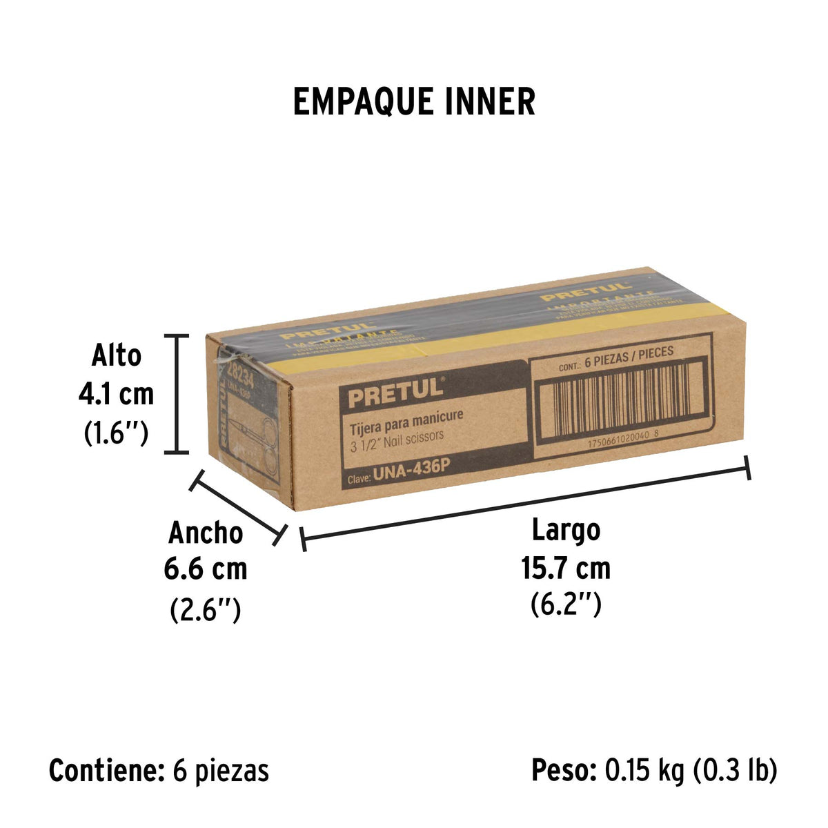 Tijera para manicure 3-1/2', punta curva, Pretul