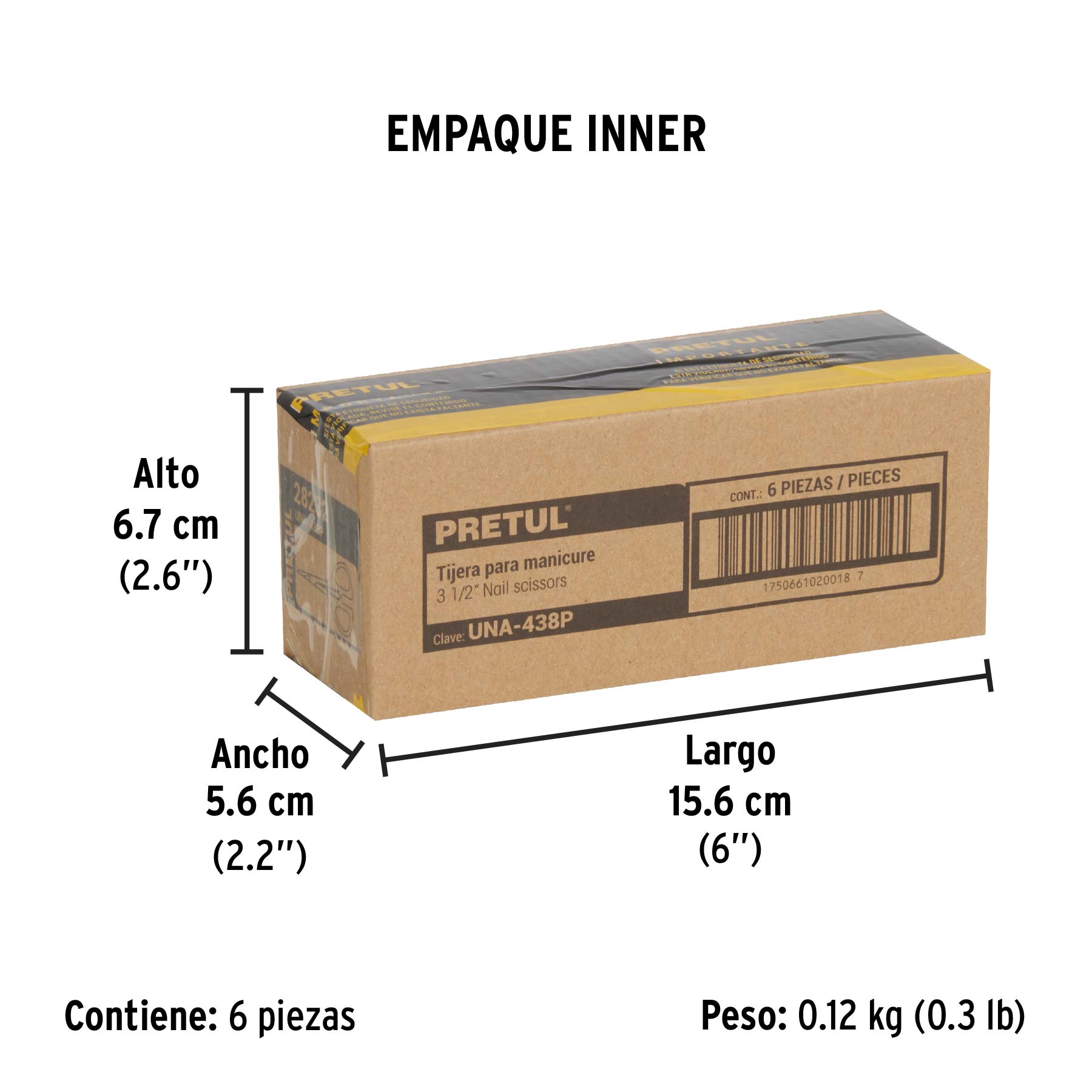 Tijera para manicure 3-3/4', mango plastico, Pretul