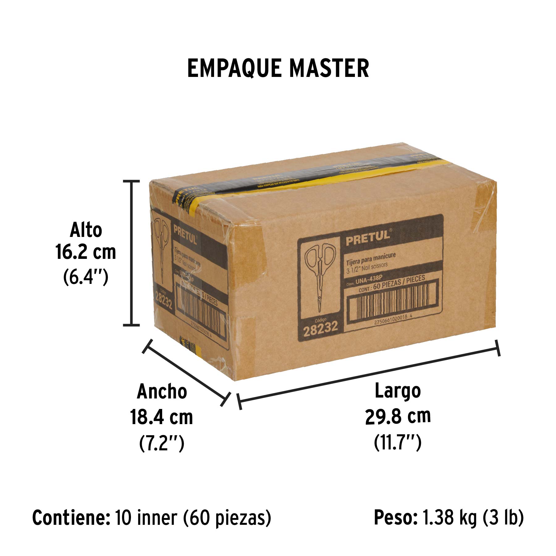 Tijera para manicure 3-3/4', mango plastico, Pretul