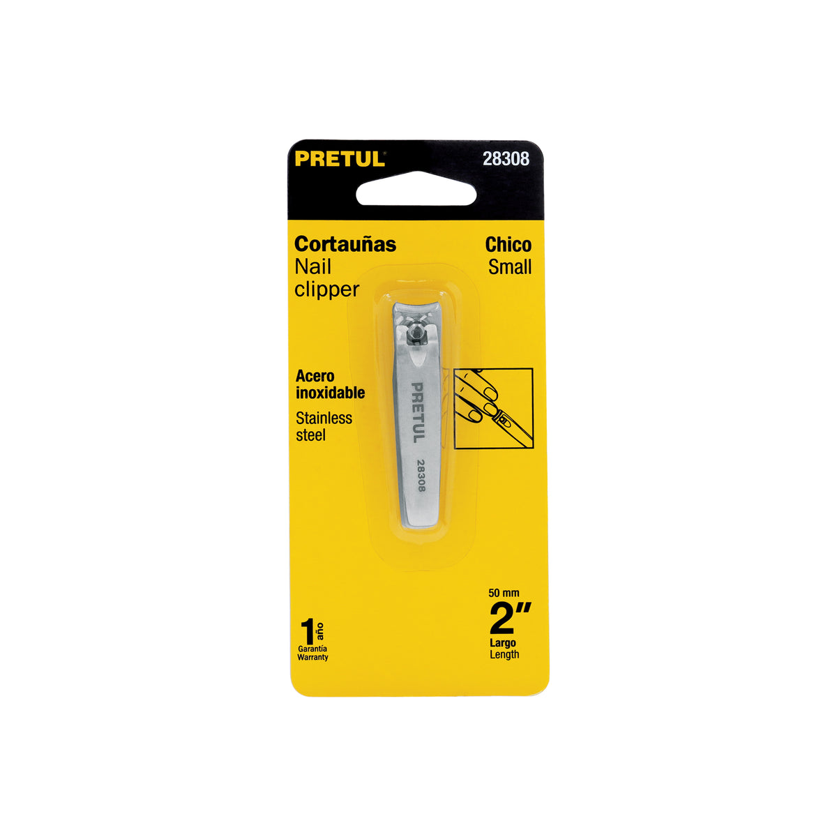 Corta uñas 2' acero inoxidable, Pretul